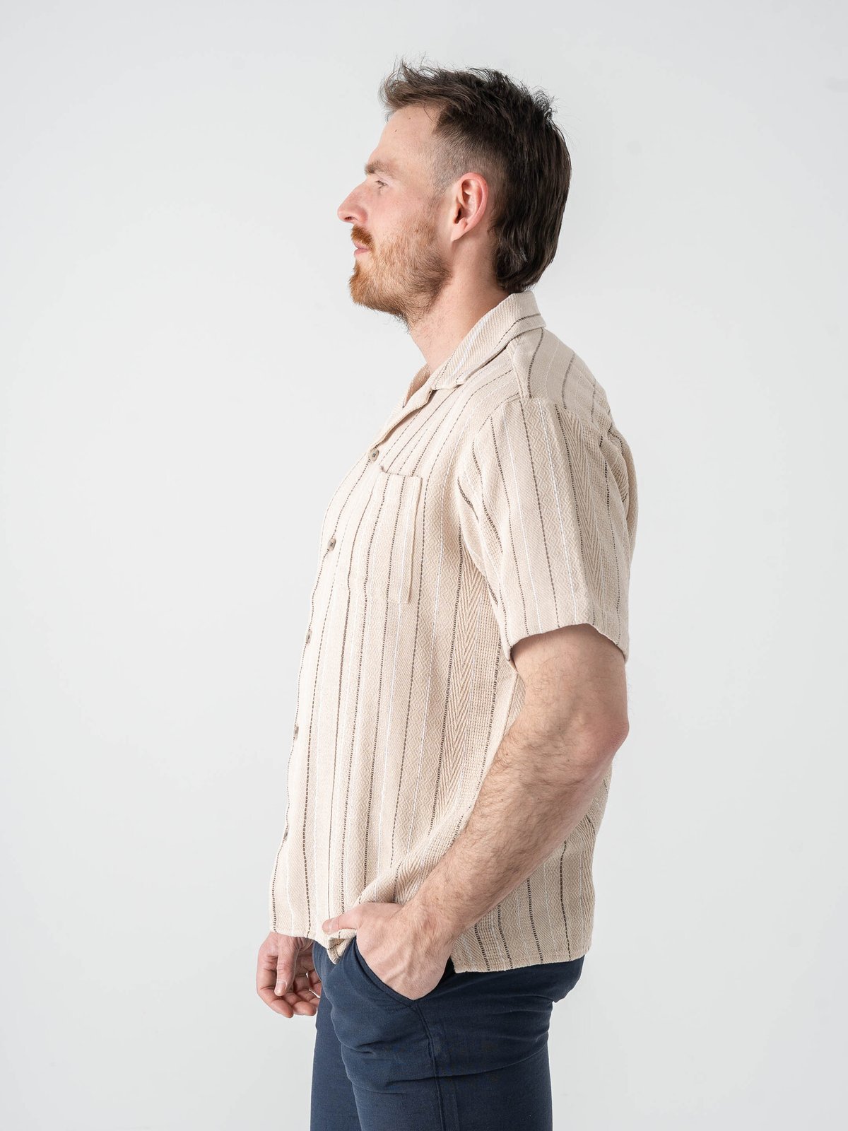 Jack and Jones Bradley Striped Resort Shirt Short Sleeve Moonbeam