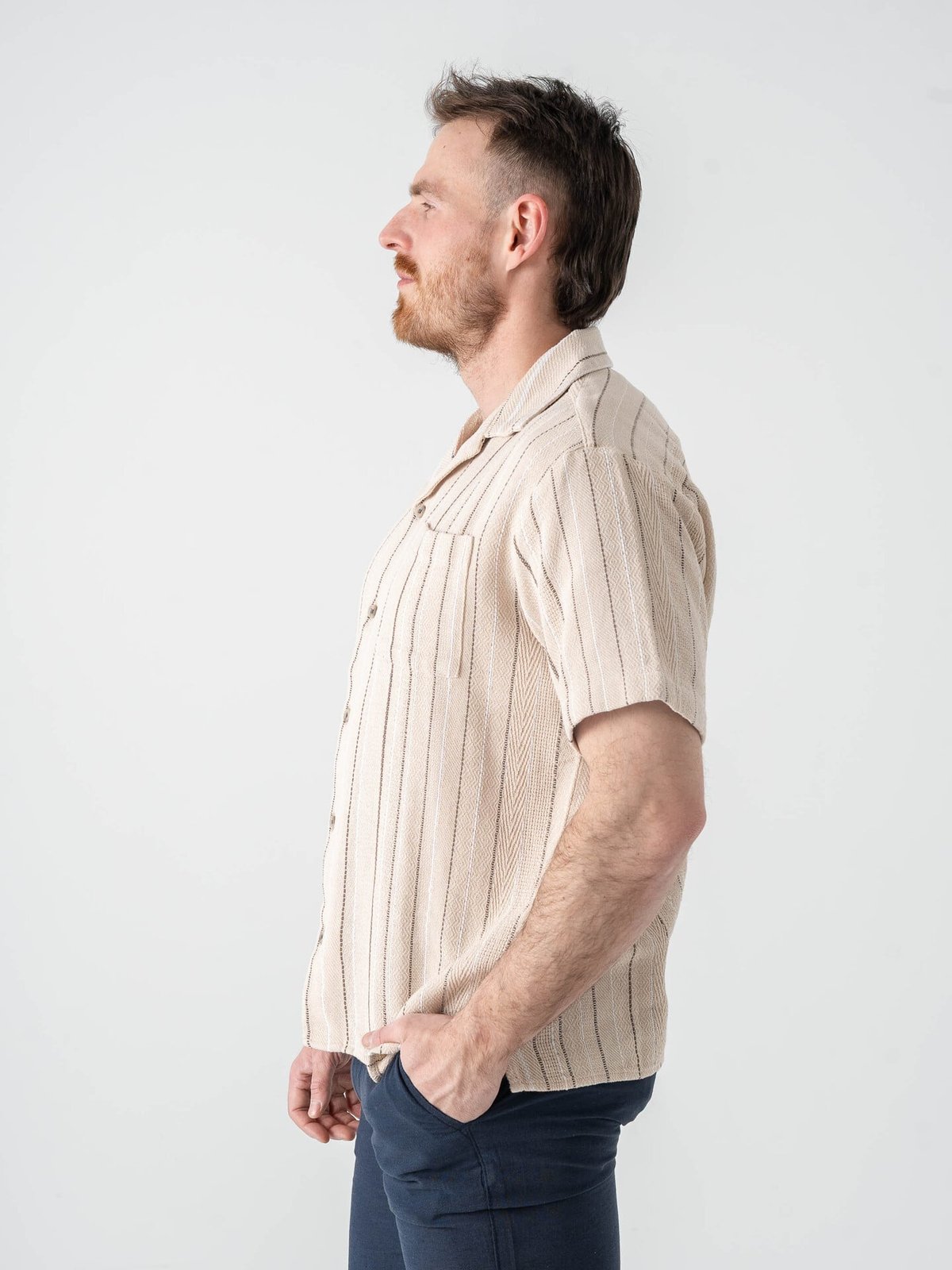 Jack and Jones Bradley Striped Resort Shirt Short Sleeve Moonbeam