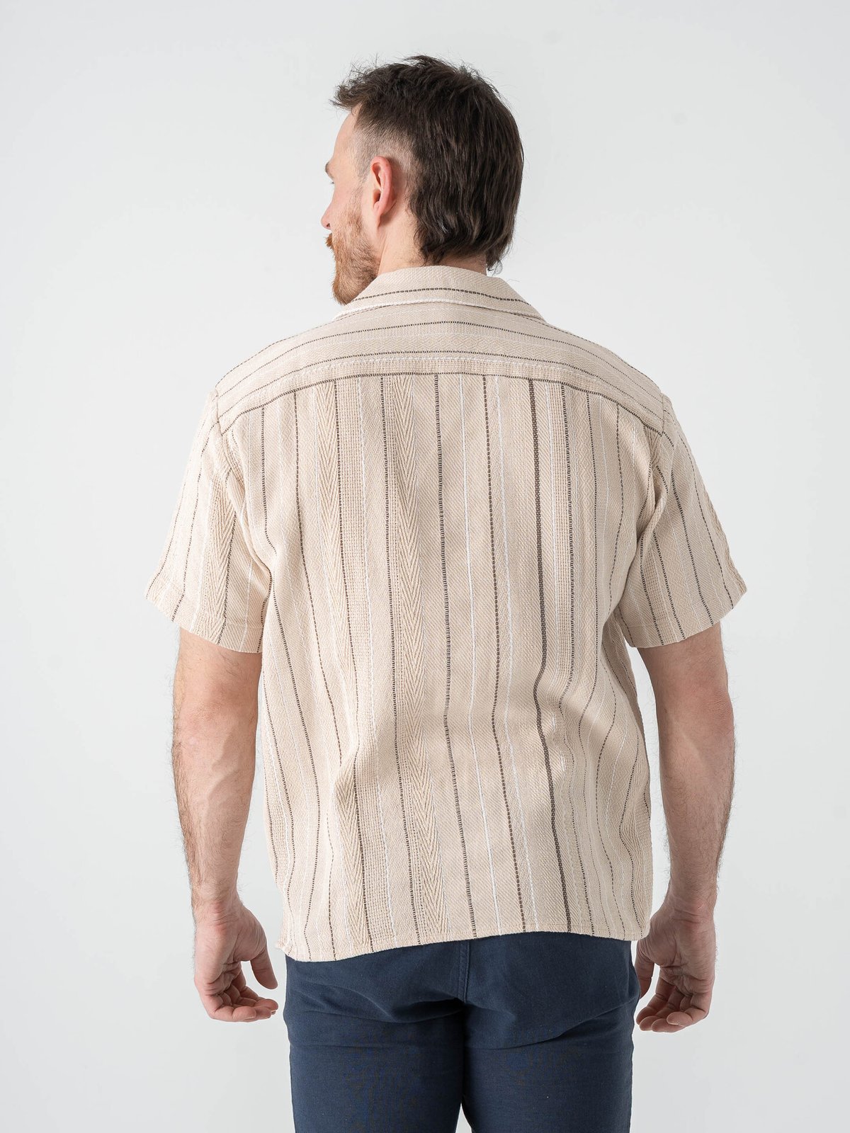 Jack and Jones Bradley Striped Resort Shirt Short Sleeve Moonbeam