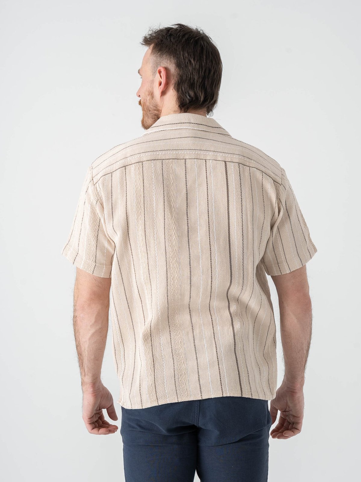 Jack and Jones Bradley Striped Resort Shirt Short Sleeve Moonbeam