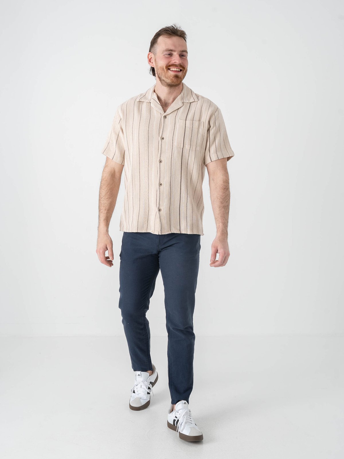 Jack and Jones Bradley Striped Resort Shirt Short Sleeve Moonbeam