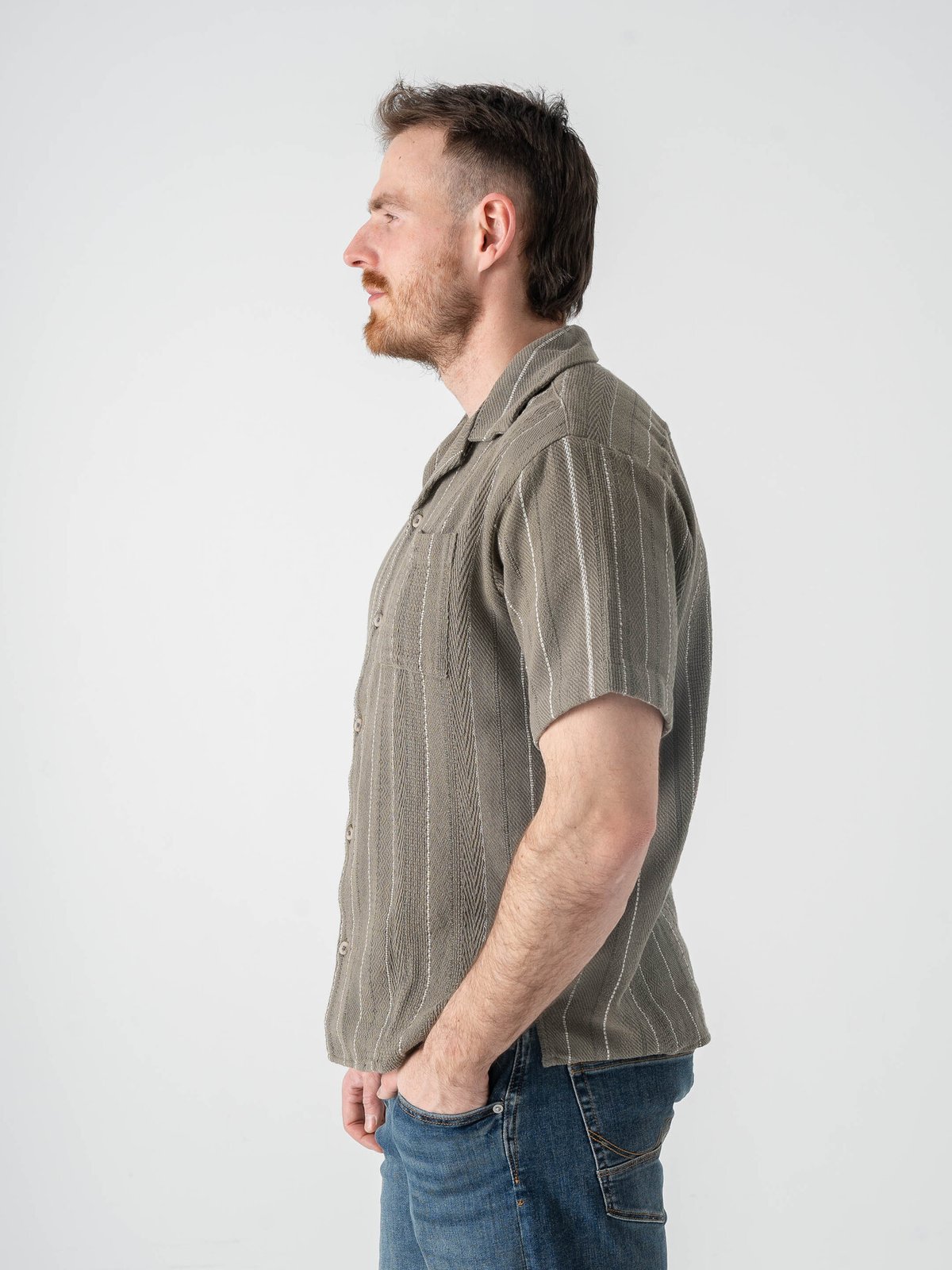 Jack and Jones Bradley Striped Resort Shirt Short Sleeve Vetiver