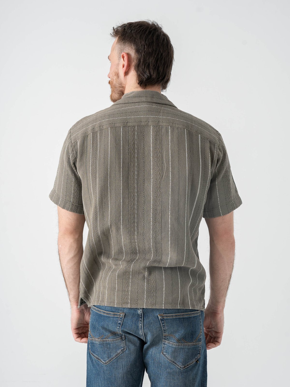 Jack and Jones Bradley Striped Resort Shirt Short Sleeve Vetiver