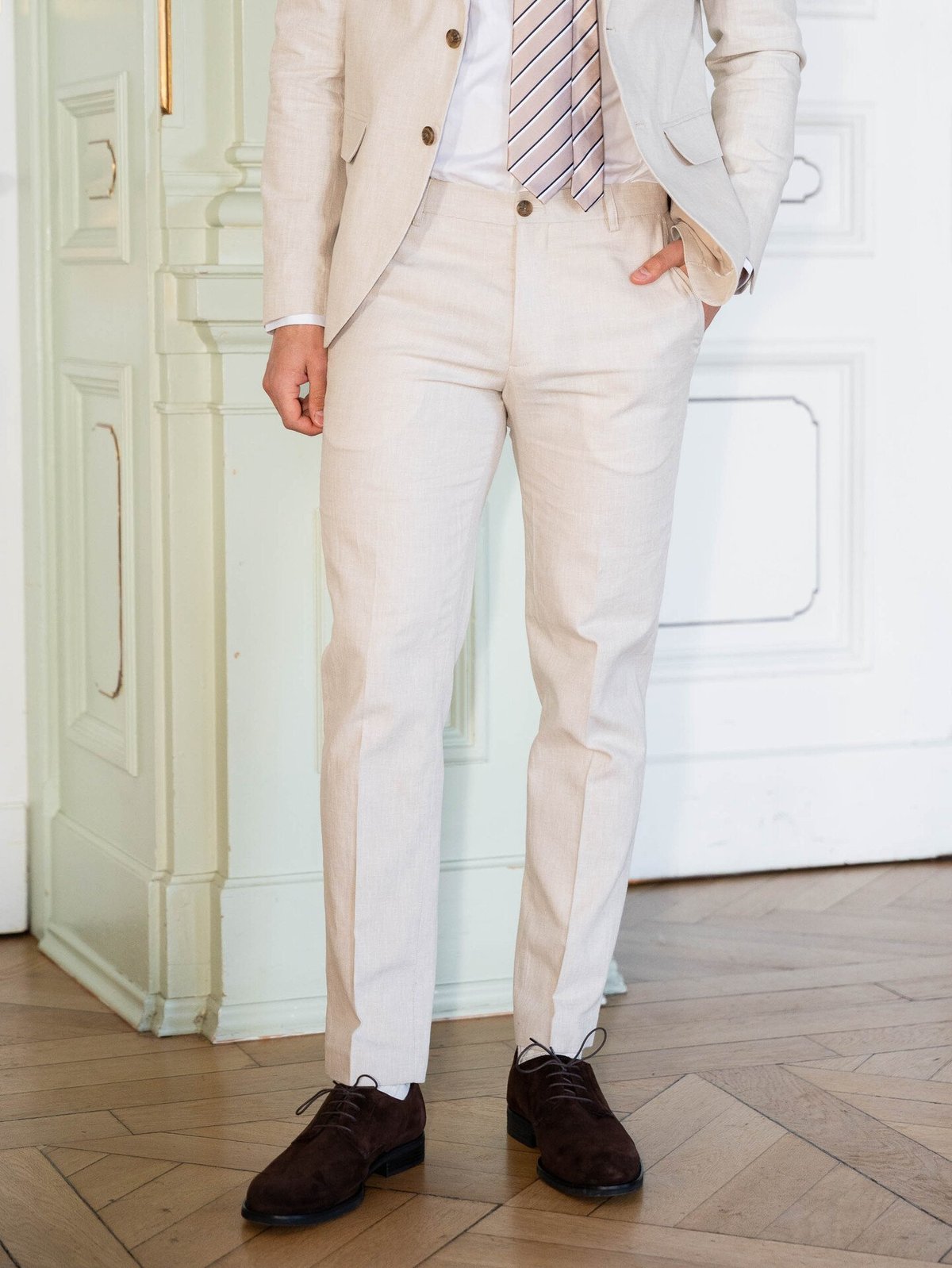 Jack and Jones Martin Summer Trouser Linen Blend Ancient Scroll