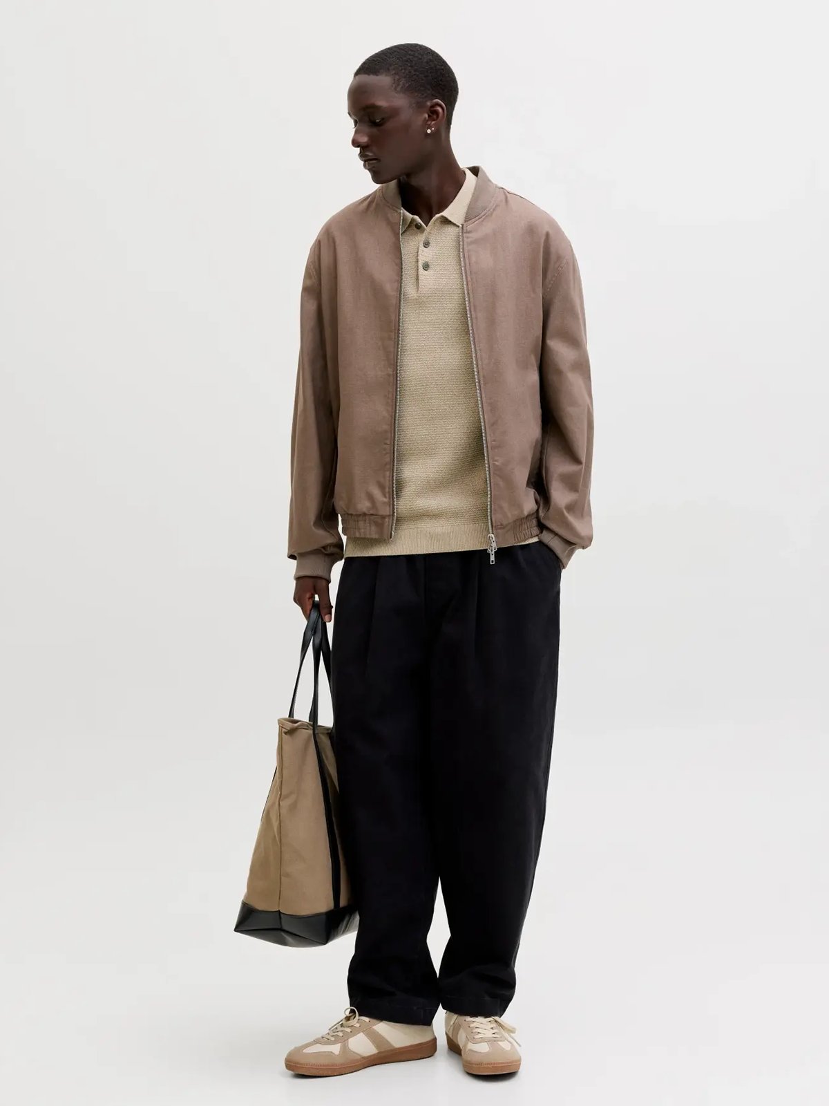 Jack and Jones Riley Knit Polo Short Sleeve Lemon Pepper Twist