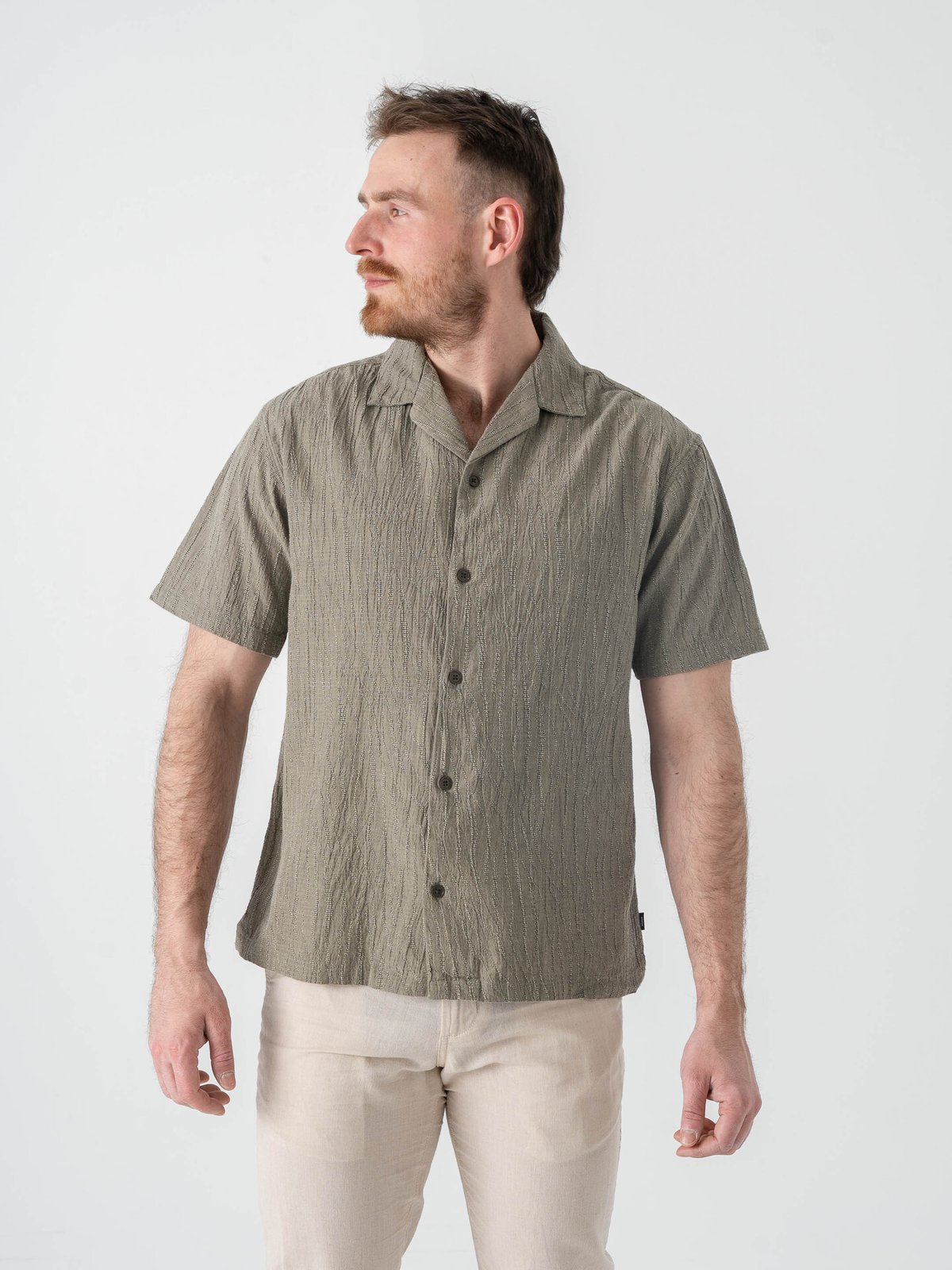 Jack and Jones Jake Jacquard Short Sleeve Shirt Smokey Olive