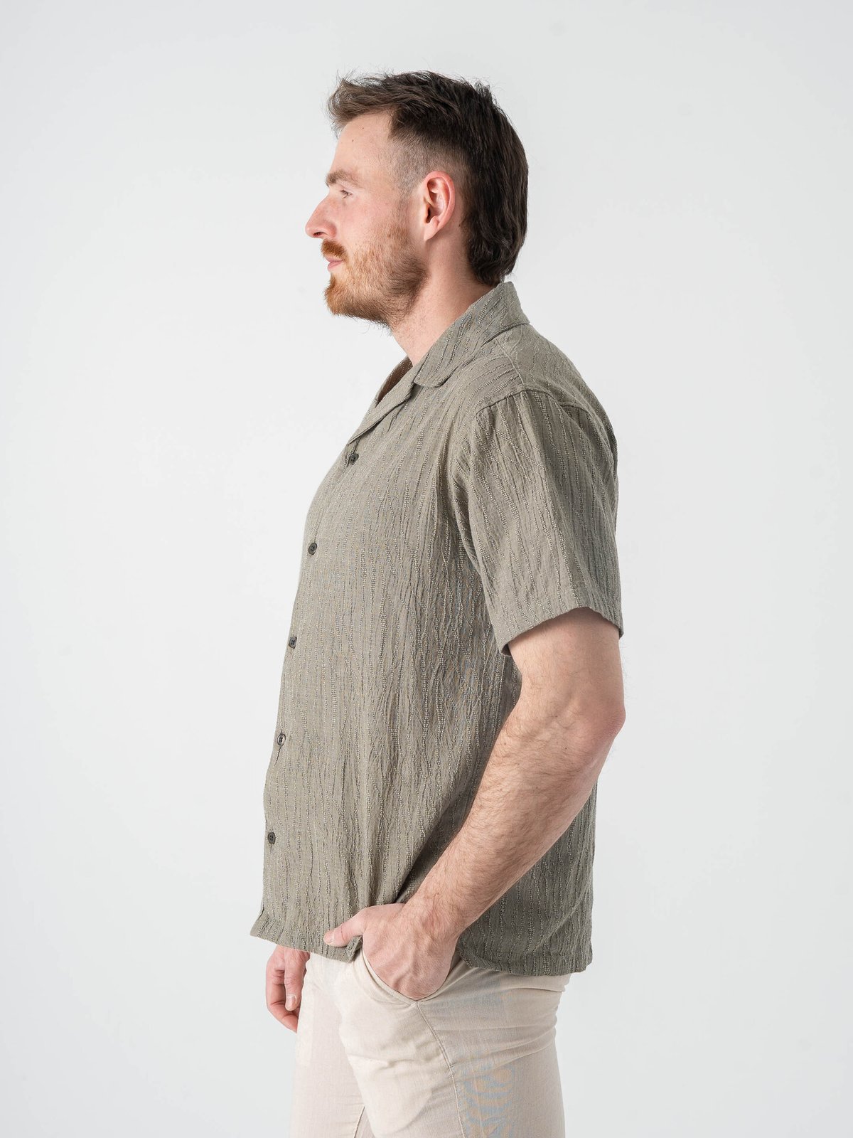 Jack and Jones Jake Jacquard Short Sleeve Shirt Smokey Olive