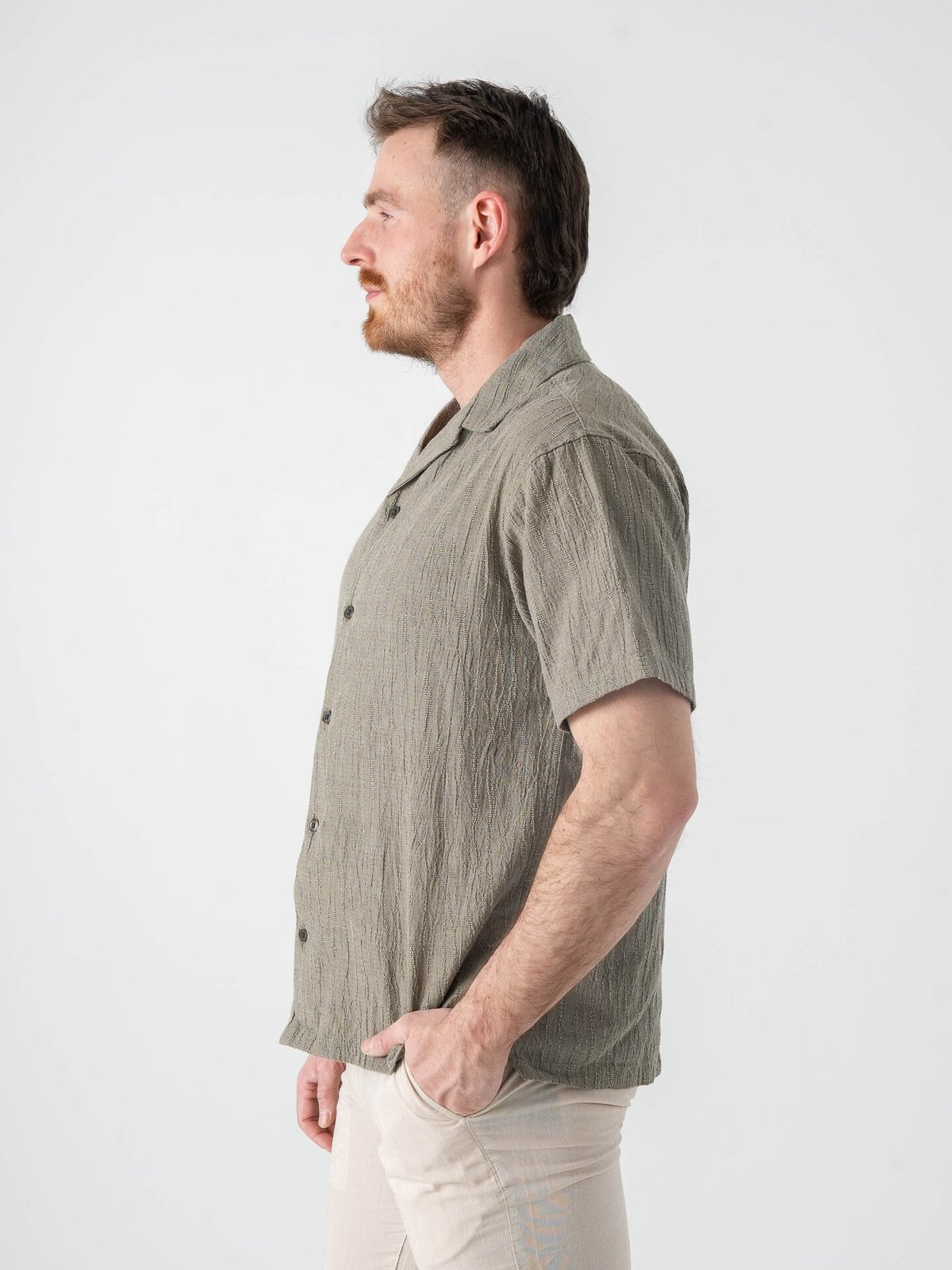Jack and Jones Jake Jacquard Short Sleeve Shirt Smokey Olive