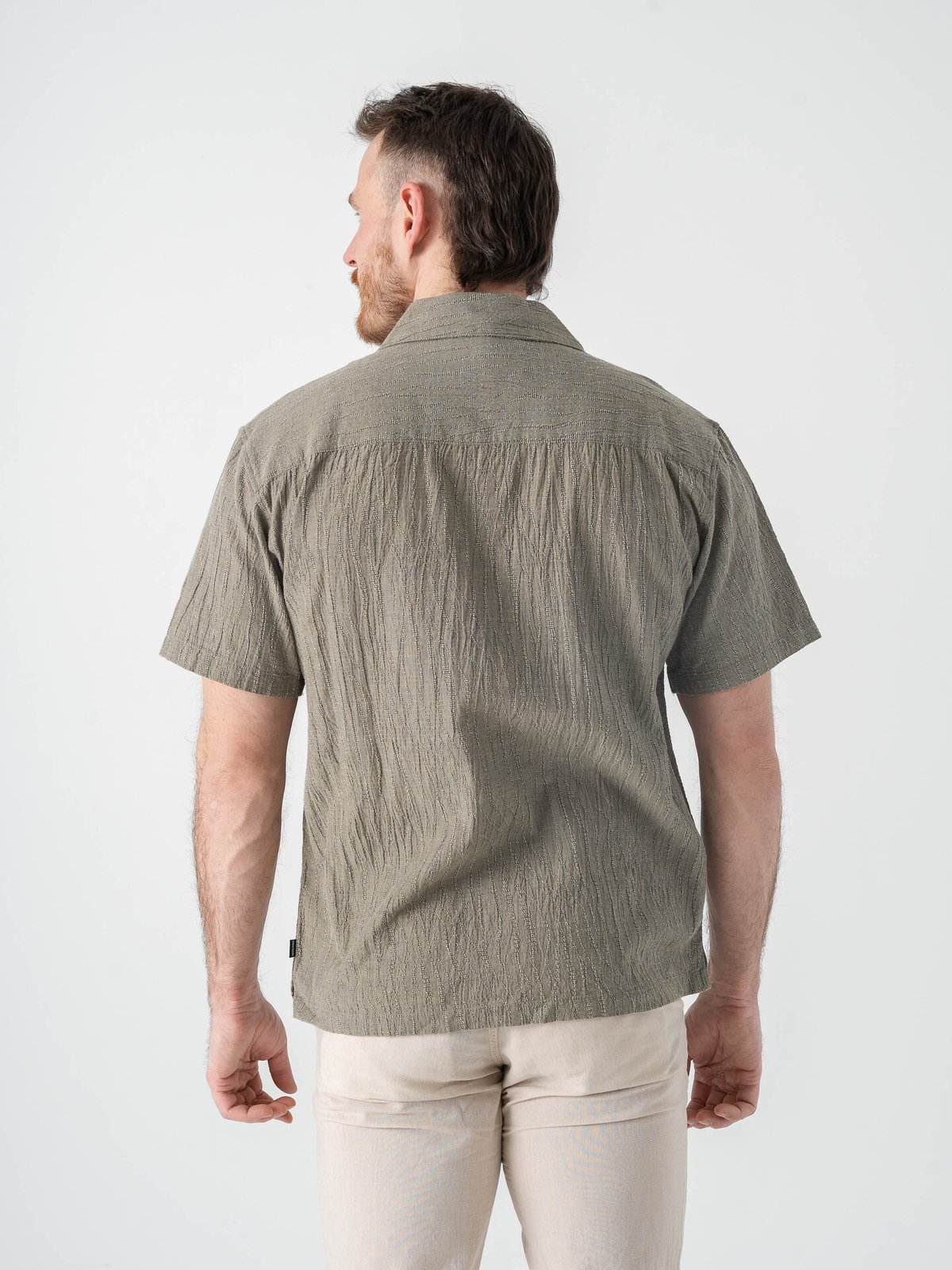 Jack and Jones Jake Jacquard Short Sleeve Shirt Smokey Olive