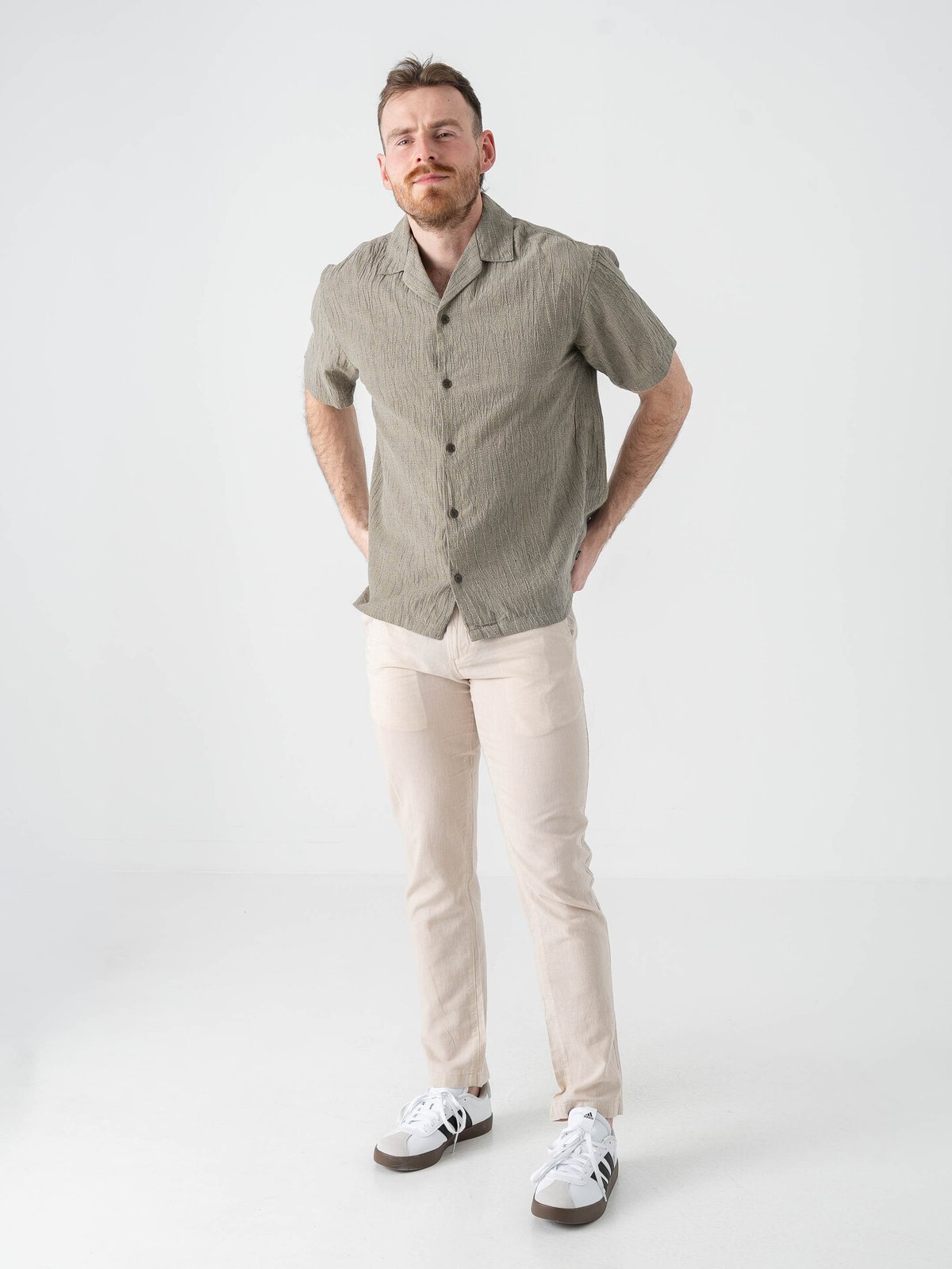 Jack and Jones Jake Jacquard Short Sleeve Shirt Smokey Olive