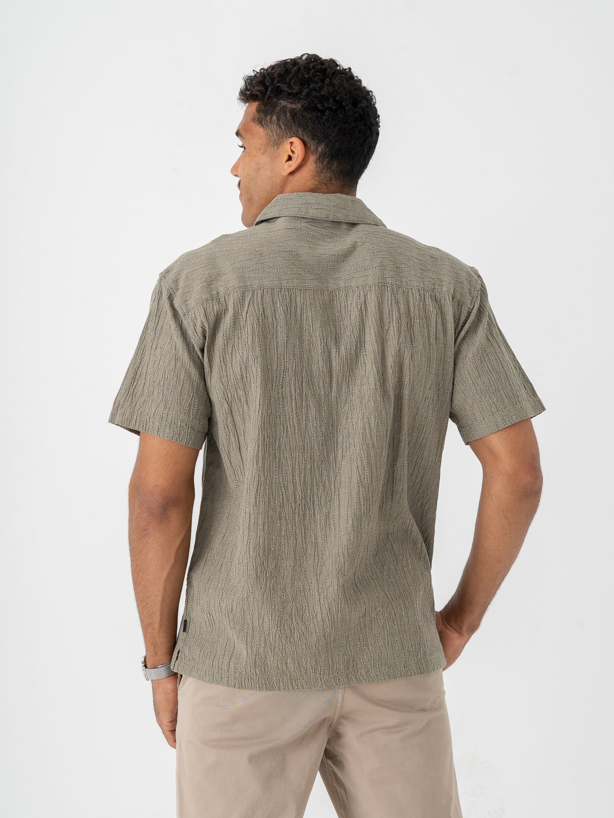 Jack and Jones Jake Jacquard Short Sleeve Shirt Smokey Olive