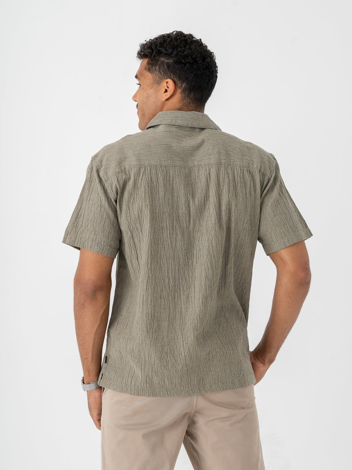 Jack and Jones Jake Jacquard Short Sleeve Shirt Smokey Olive