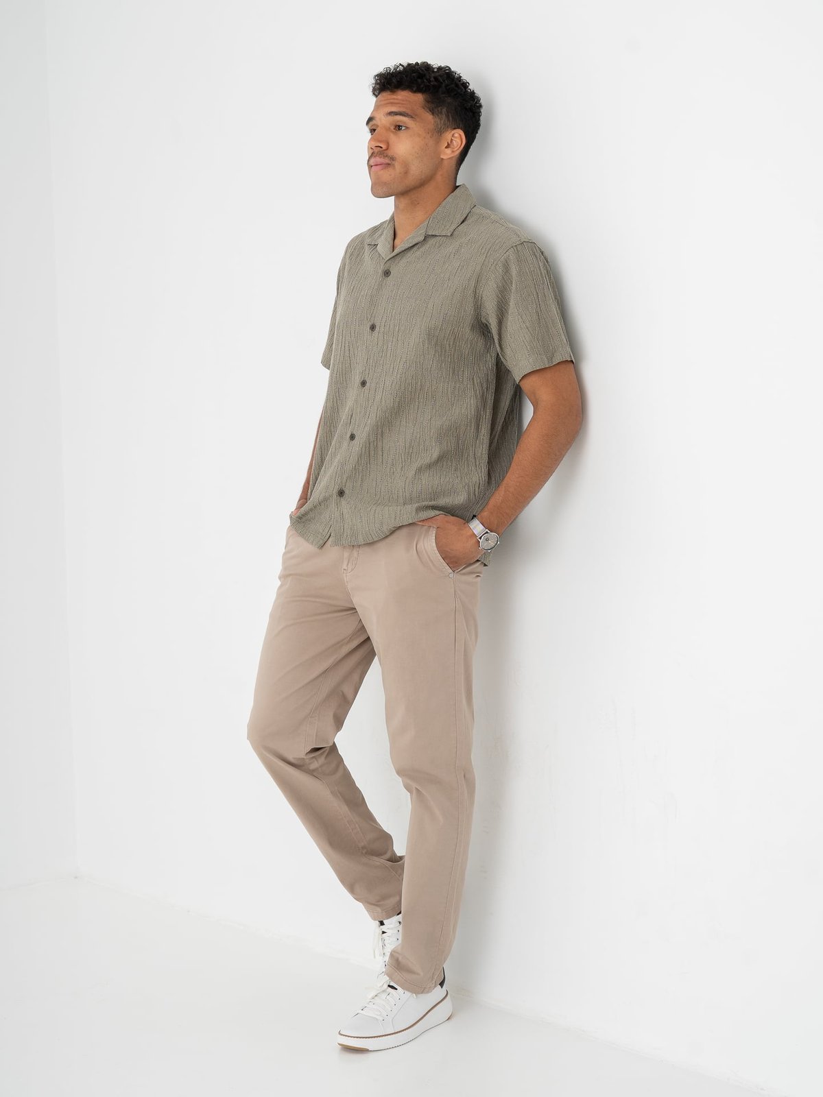 Jack and Jones Jake Jacquard Short Sleeve Shirt Smokey Olive