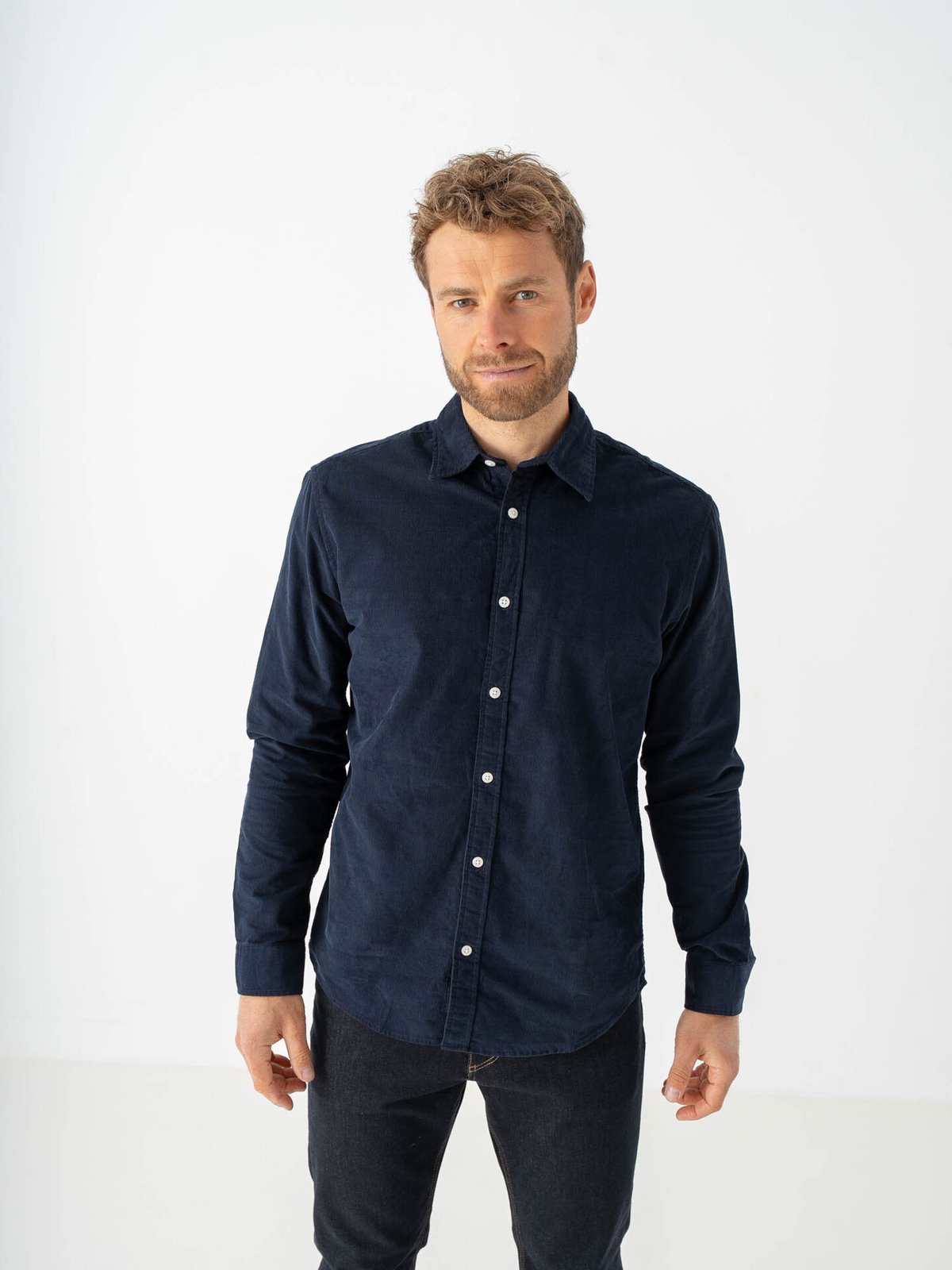 Jack and Jones Field Cord Shirt Long Sleeve Navy Blazer