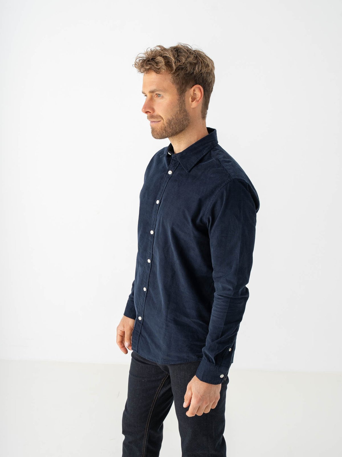 Jack and Jones Field Cord Shirt Long Sleeve Navy Blazer