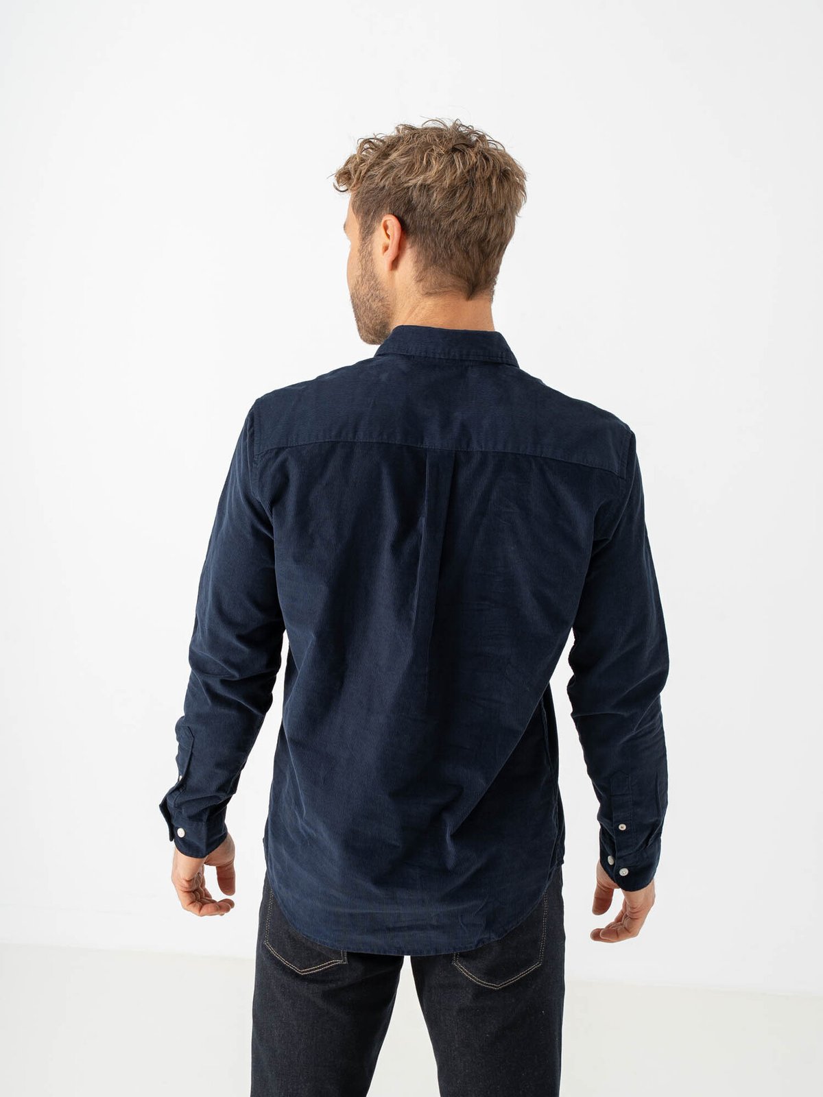 Jack and Jones Field Cord Shirt Long Sleeve Navy Blazer