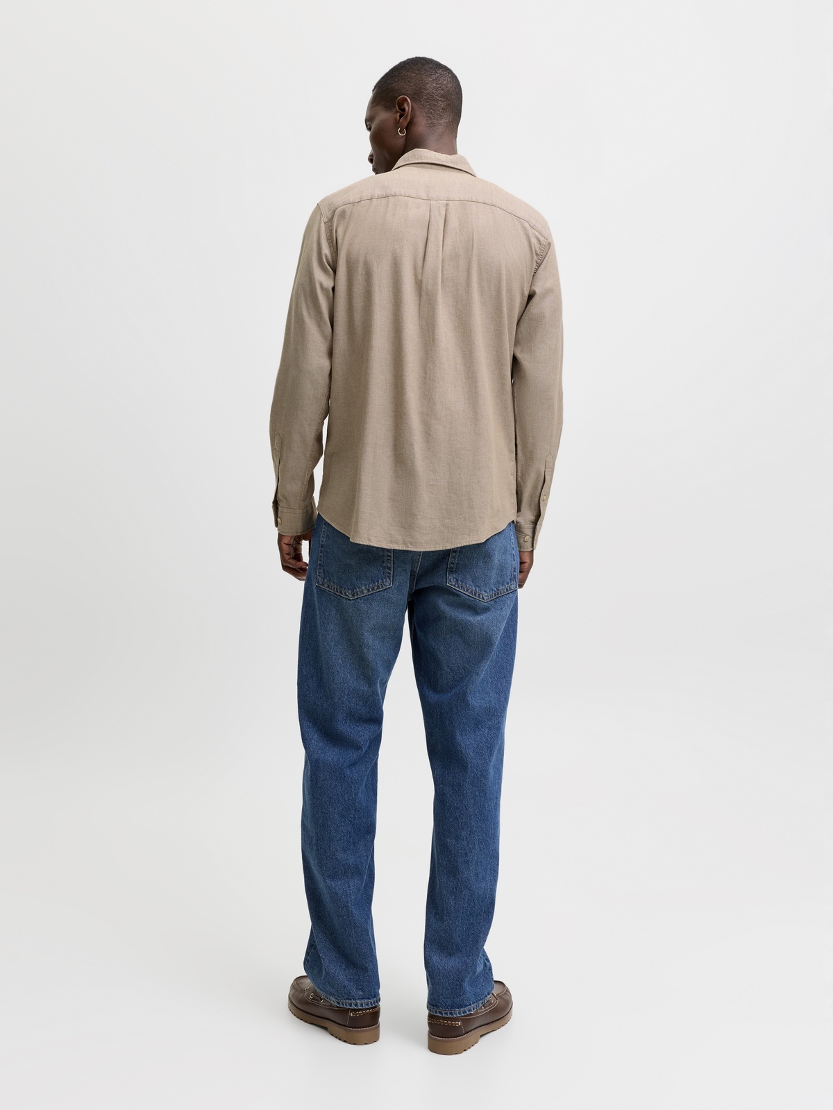 Jack and Jones Field Melange Shirt Long Sleeve Oatmeal