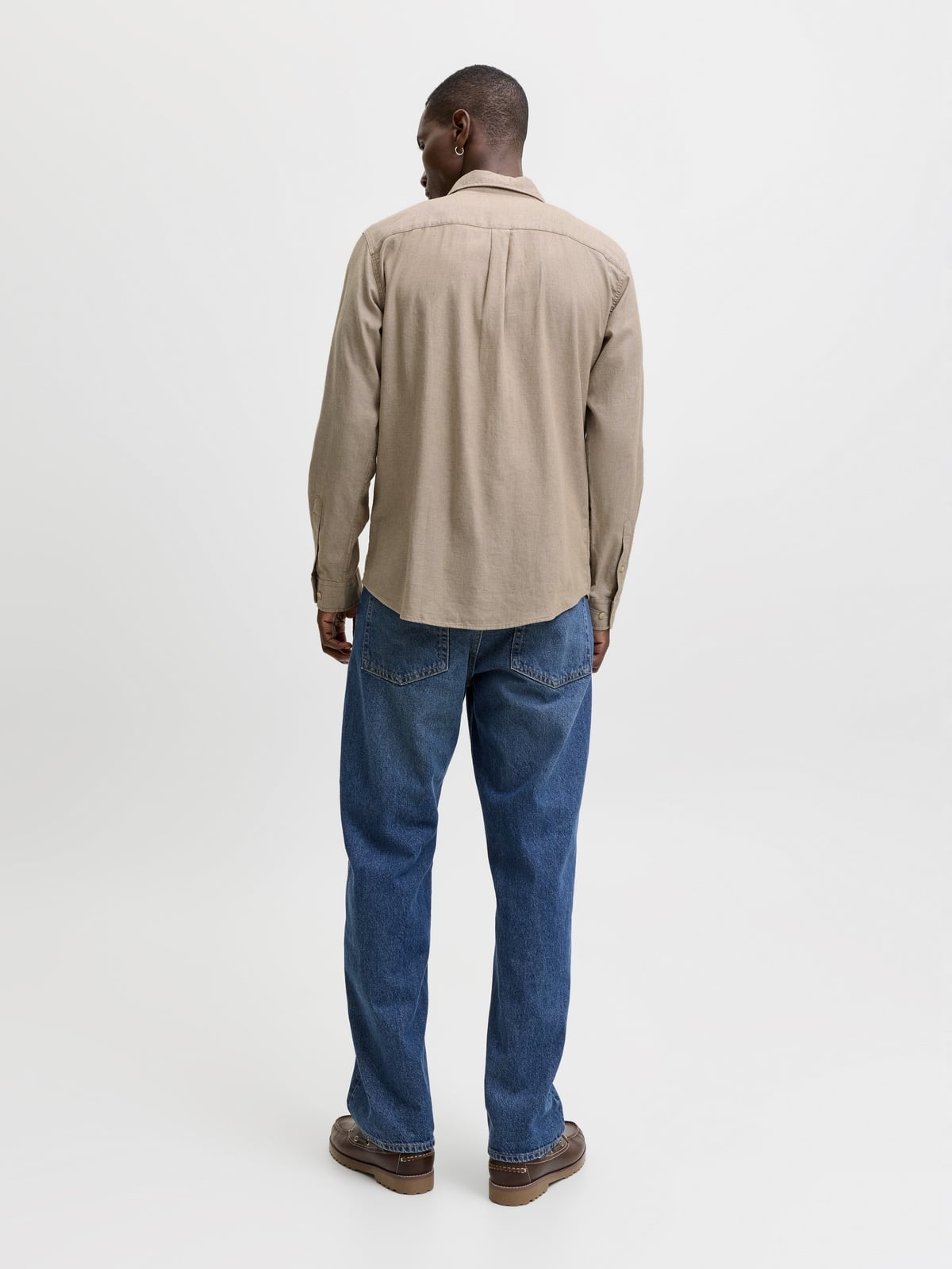 Jack and Jones Field Melange Shirt Long Sleeve Oatmeal