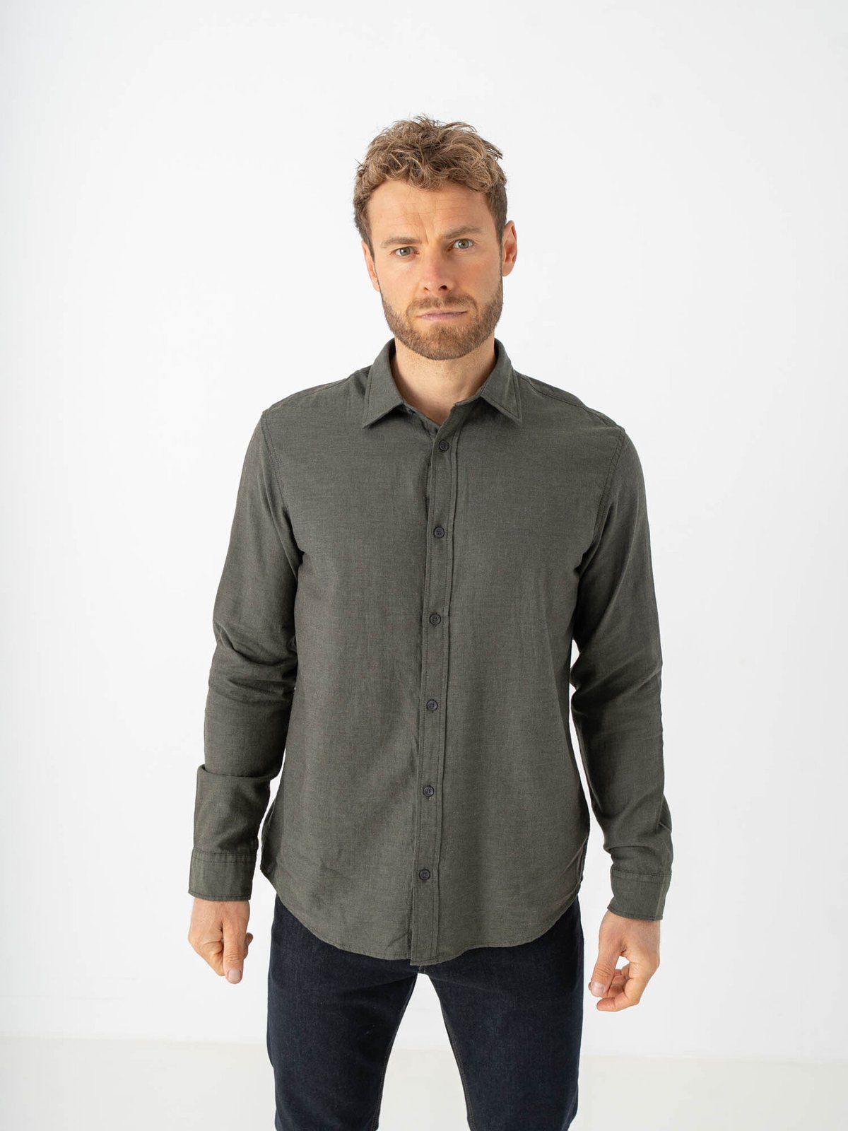 Jack and Jones Field Melange Shirt Long Sleeve Rosin
