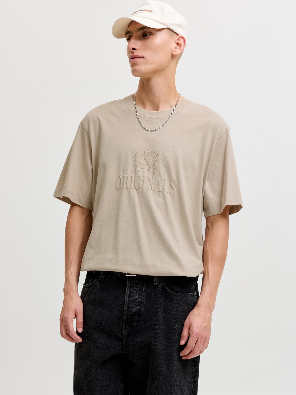 Jack and Jones Fredriksberg Monogram Tee Short Sleeve Feather Gray