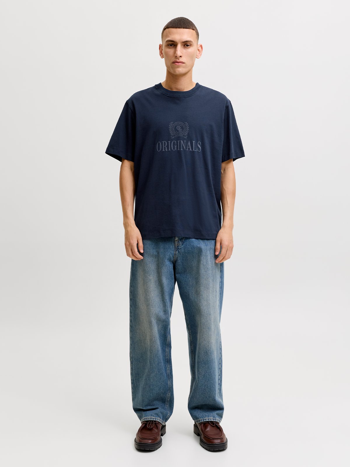 Jack and Jones Fredriksberg Monogram Tee Short Sleeve Sky Captain