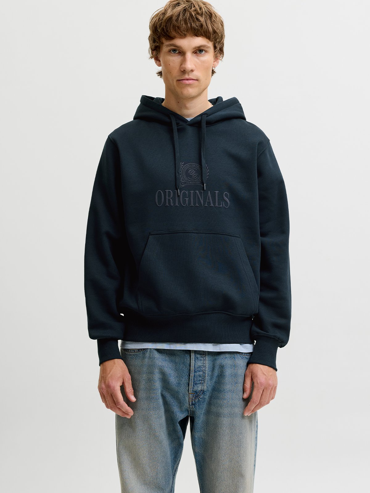 Jack and Jones Frederiksberg Monogram Sweat Hood Sky Captain