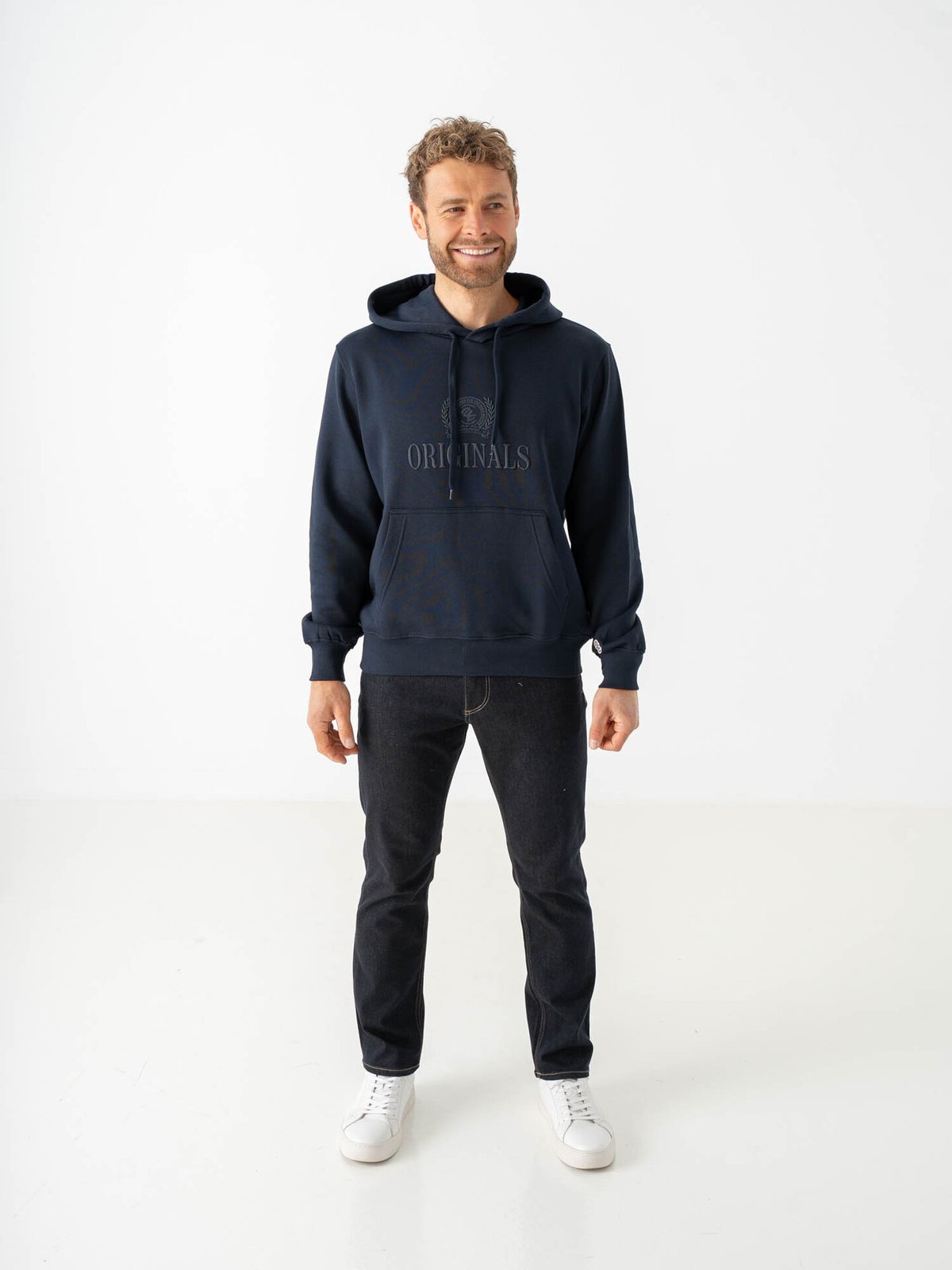 Jack and Jones Frederiksberg Monogram Sweat Hood Sky Captain