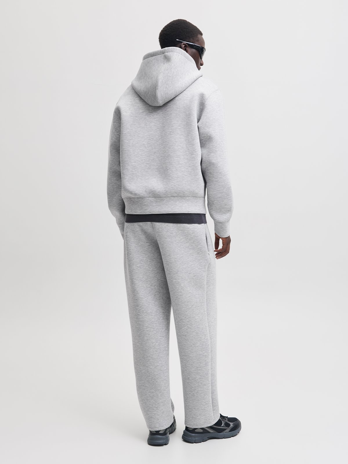Jack and Jones Legacy Sweat Scuba Zip Hood Light Grey Melange
