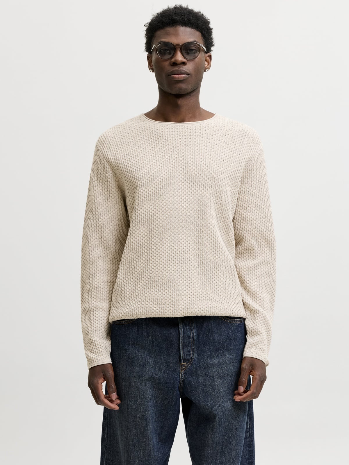 Jack and Jones Mason Knit Crew Neck Silver Lining