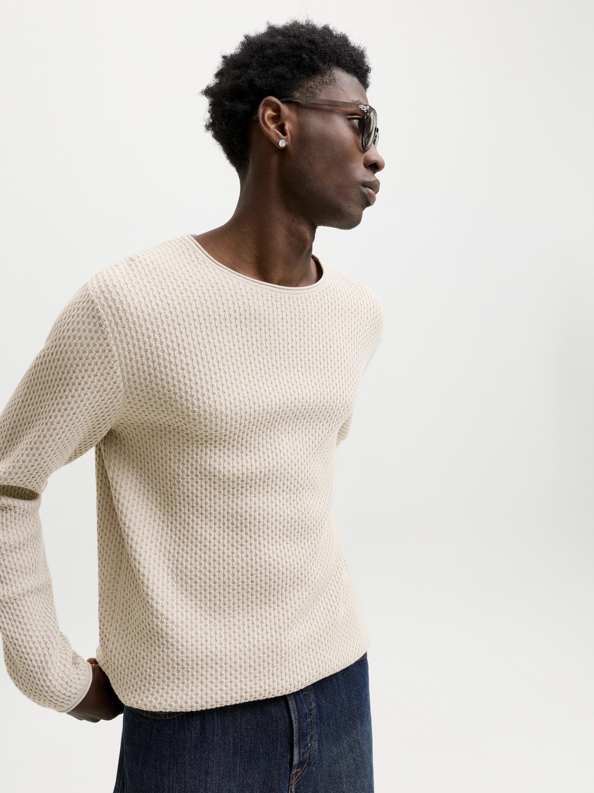Jack and Jones Mason Knit Crew Neck Silver Lining