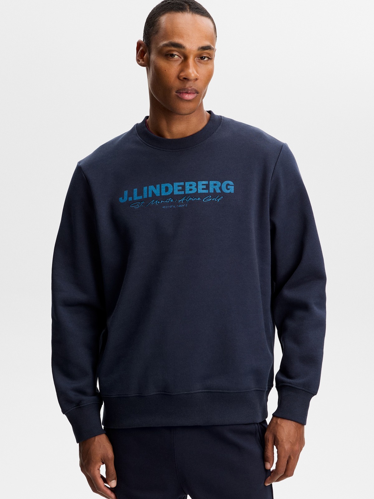J.LINDEBERG Alpha Graphic Crew Neck Jl Navy