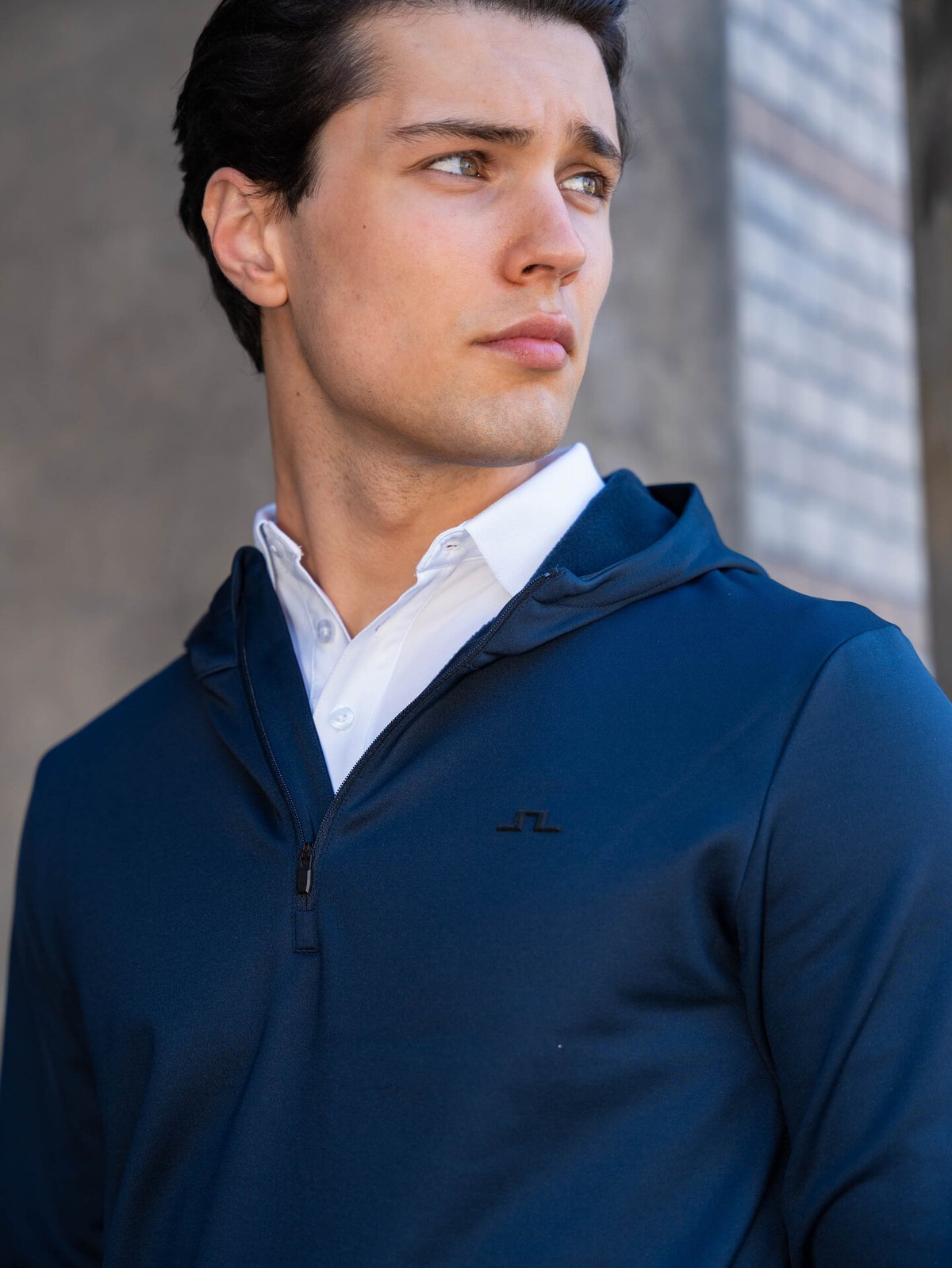 J.LINDEBERG Aerial Quarter Zip Hood JL Navy