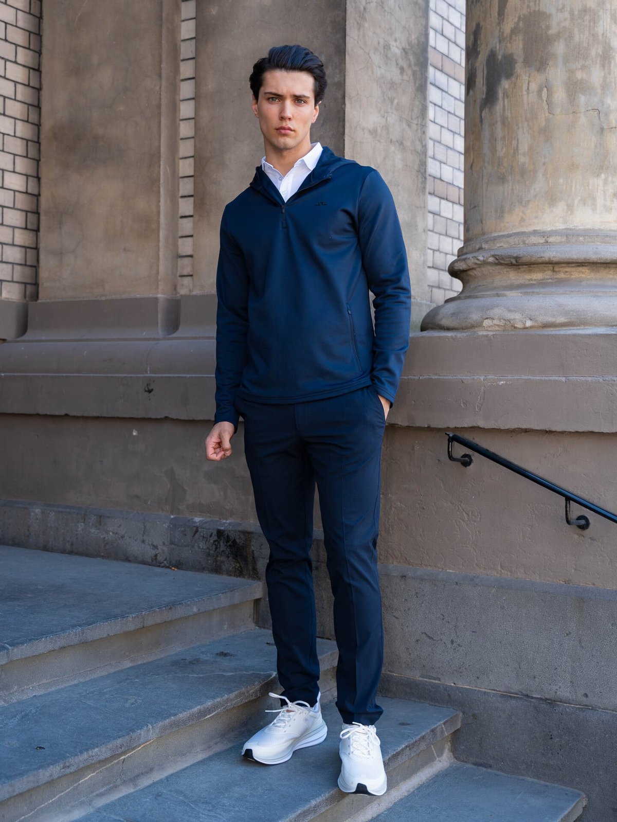 J.LINDEBERG Aerial Quarter Zip Hood JL Navy