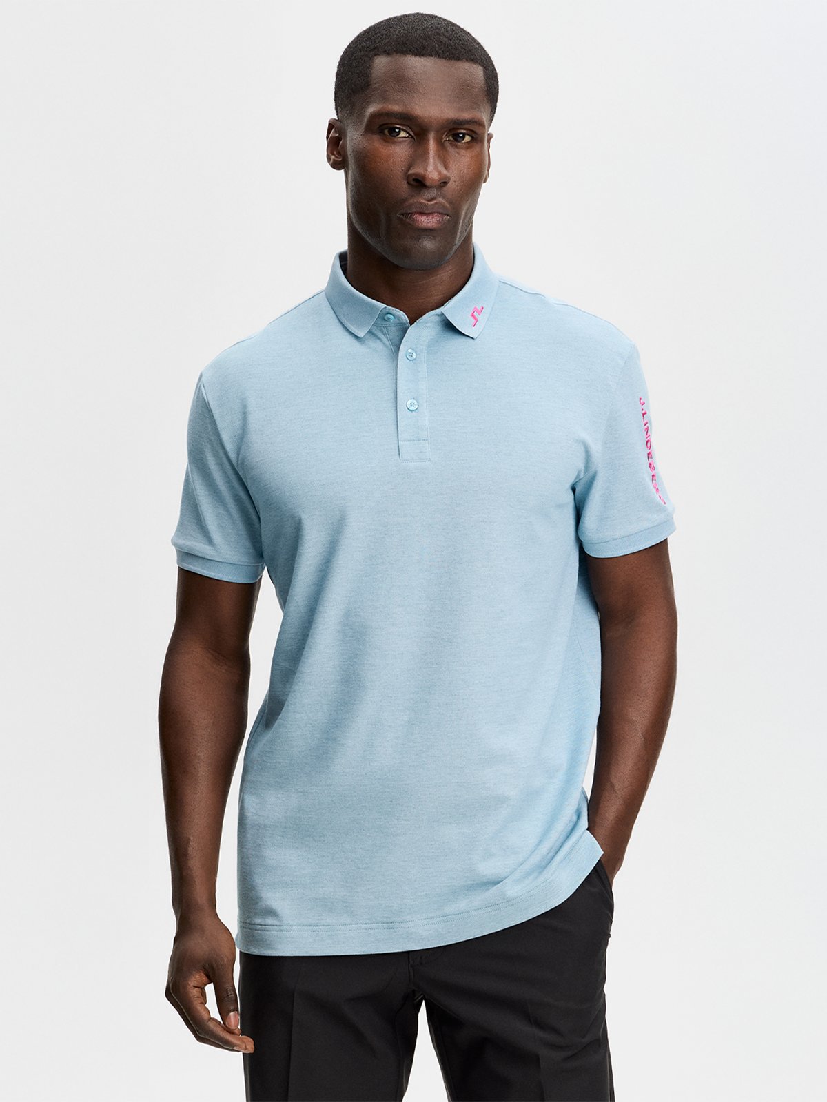 J.LINDEBERG Tour Tech Pique Polo Forget-Me-Not Melange