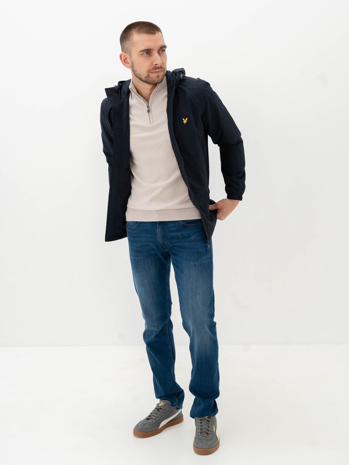 Lyle & Scott Zip Through Hooded Jacket Dark Navy