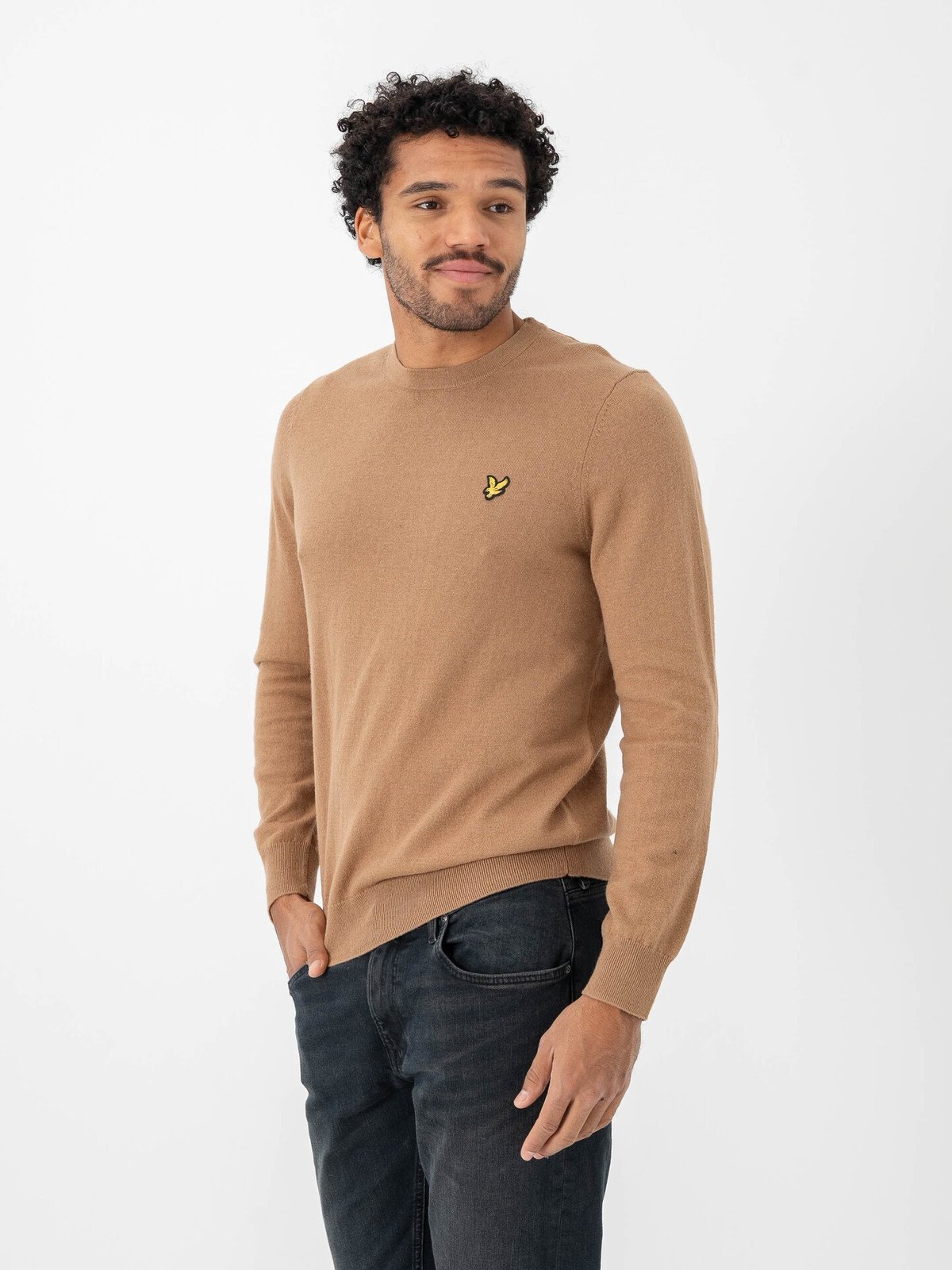 Lyle & Scott Cotton Merino Crew Neck Jumper Tigers Eye