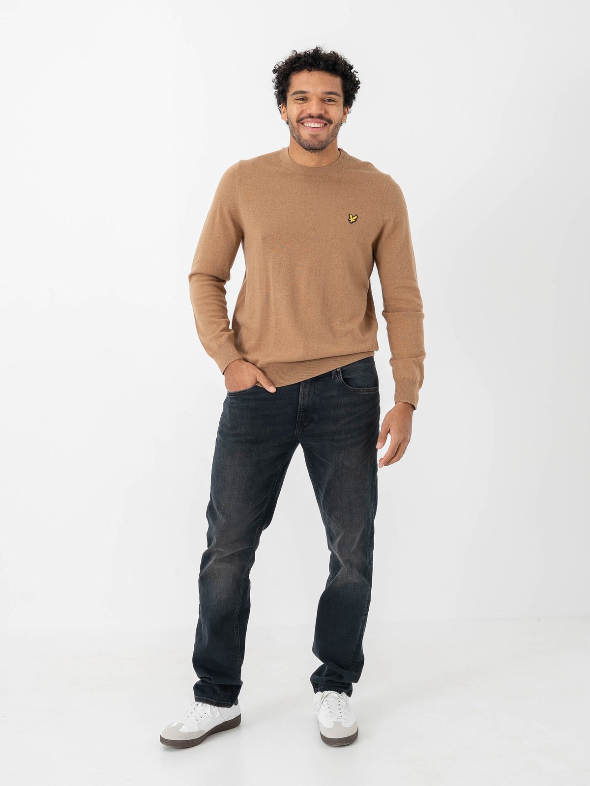 Lyle & Scott Cotton Merino Crew Neck Jumper Tigers Eye