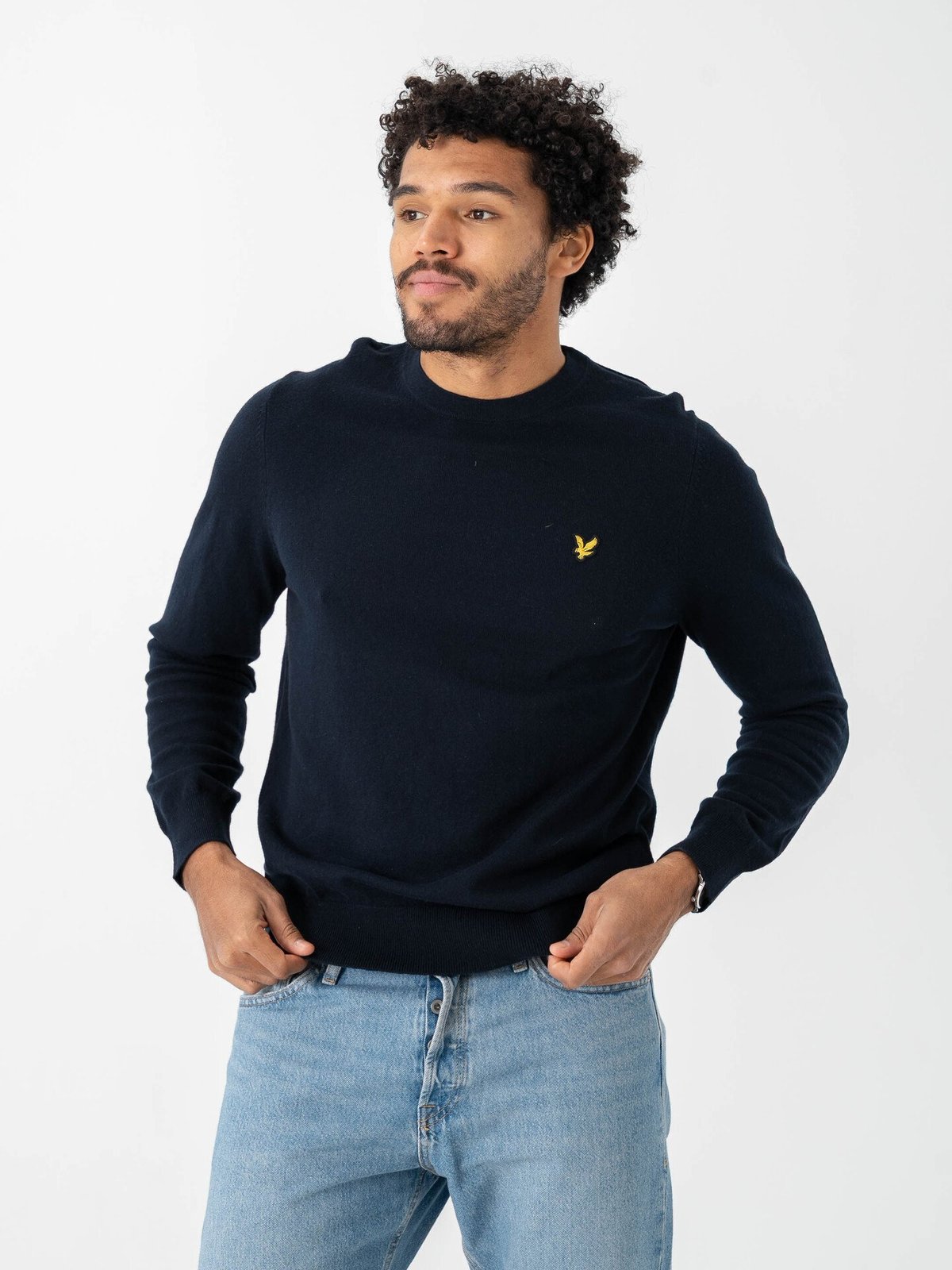 Lyle & Scott Cotton Merino Crew Neck Jumper Dark Navy