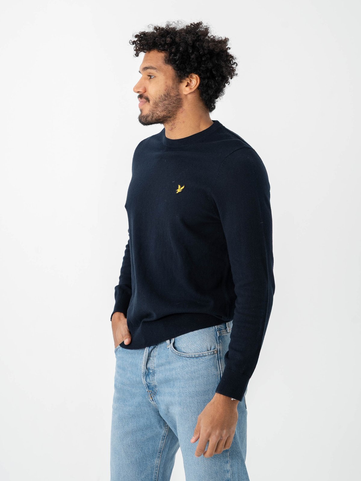 Lyle & Scott Cotton Merino Crew Neck Jumper Dark Navy