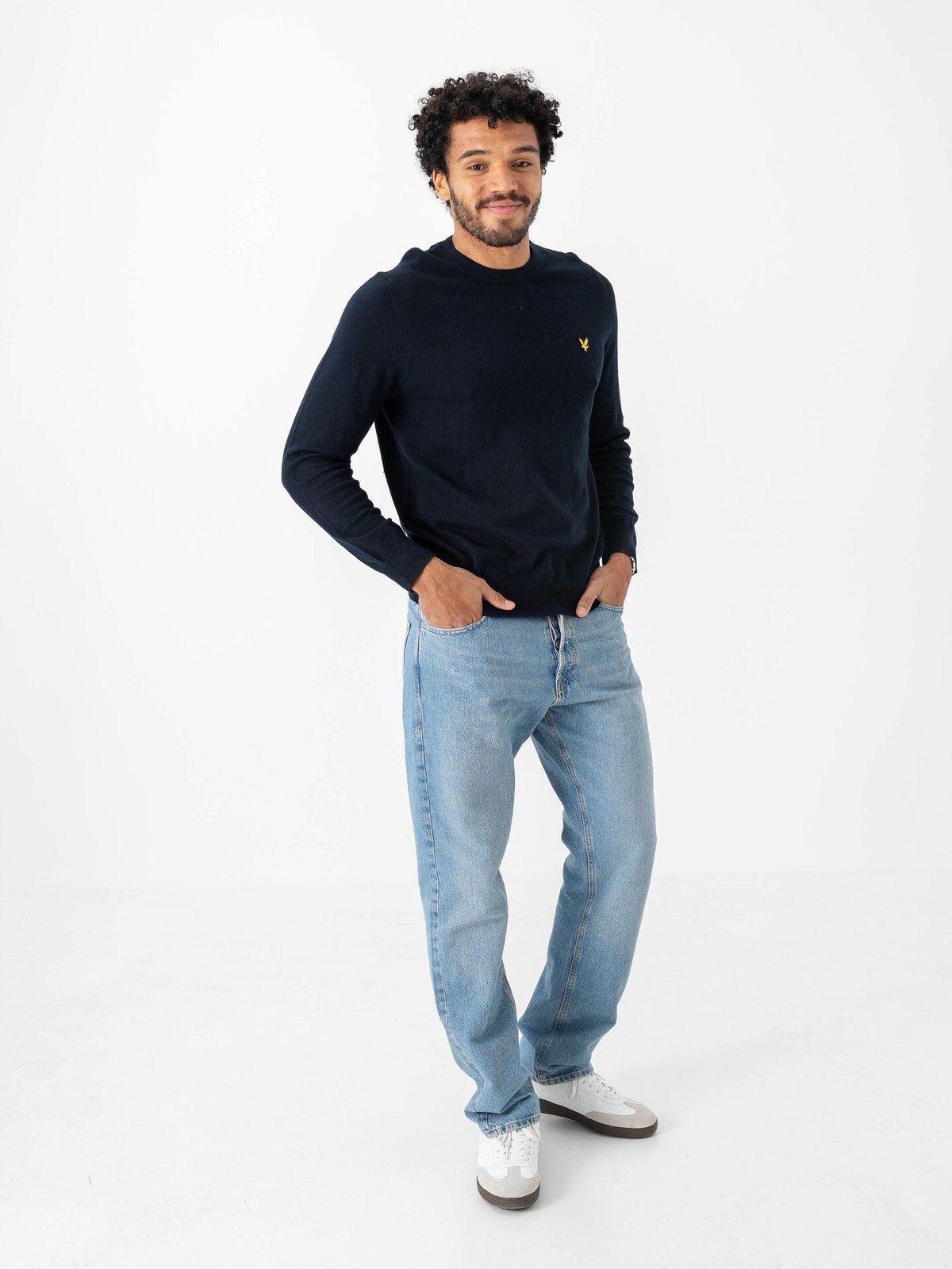 Lyle & Scott Cotton Merino Crew Neck Jumper Dark Navy