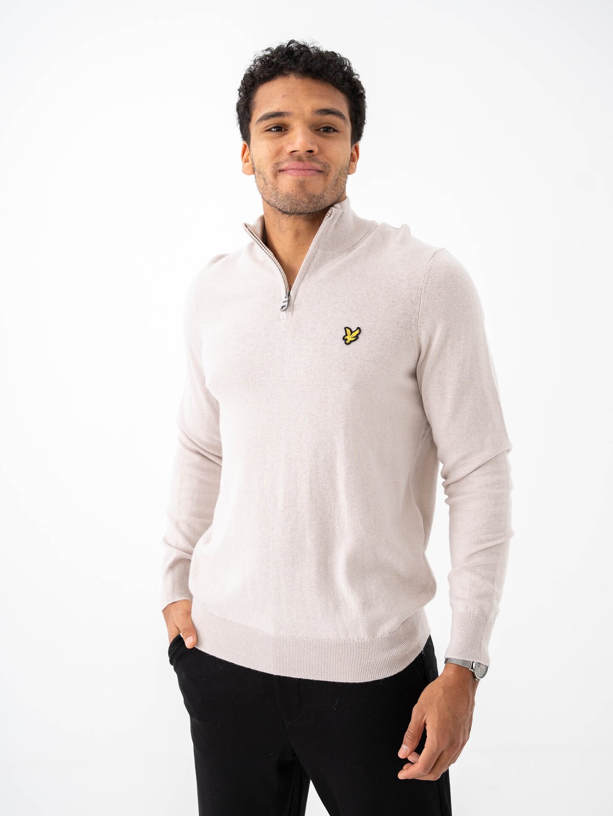 Lyle & Scott Cotton Merino Quarter Zip Jumper Cove