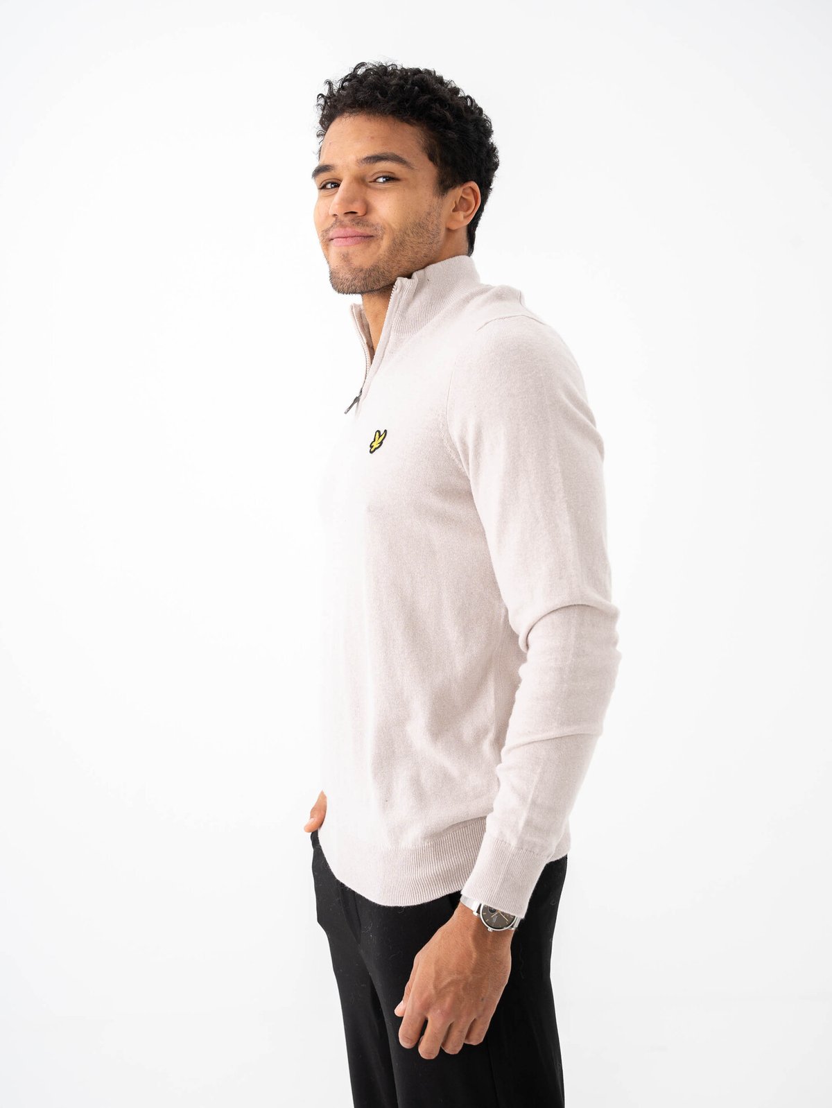 Lyle & Scott Cotton Merino Quarter Zip Jumper Cove