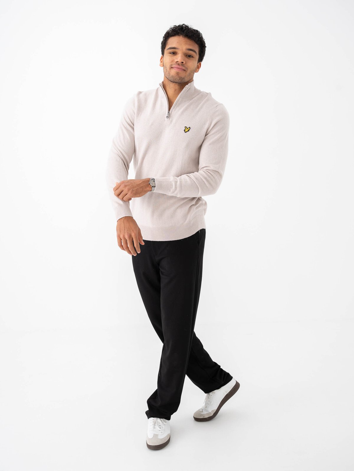 Lyle & Scott Cotton Merino Quarter Zip Jumper Cove