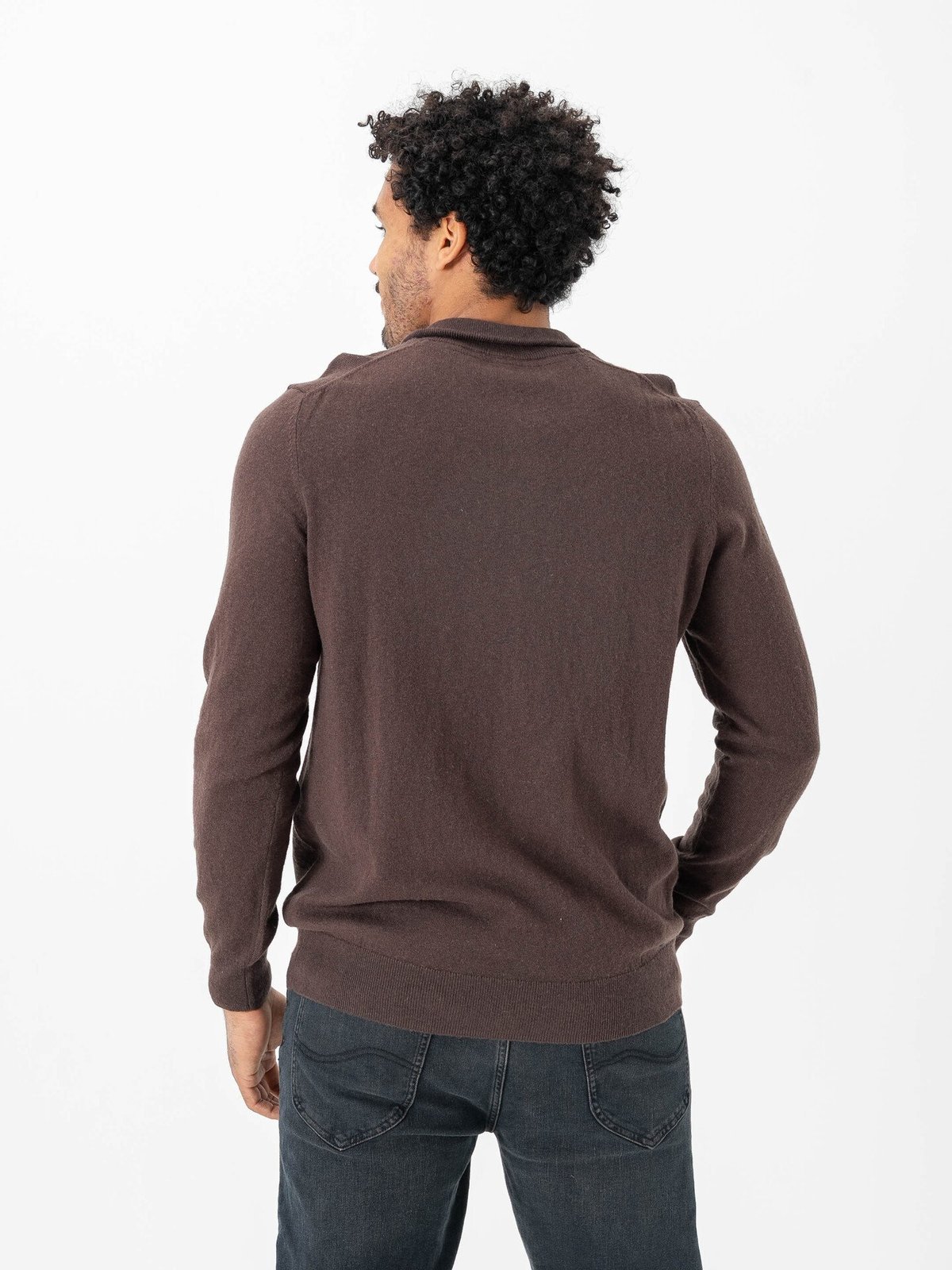 Lyle & Scott Cotton Merino Quarter Zip Jumper Espresso