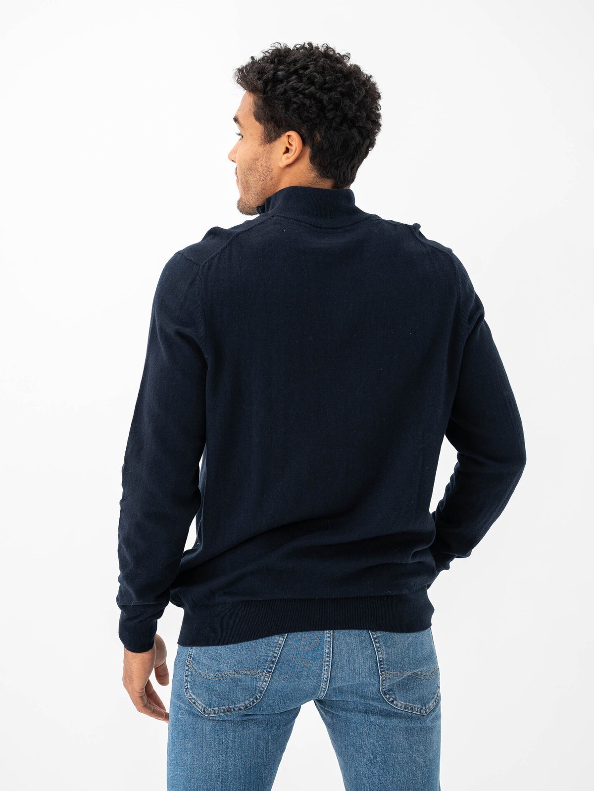 Lyle & Scott Cotton Merino Quarter Zip Jumper Dark Navy