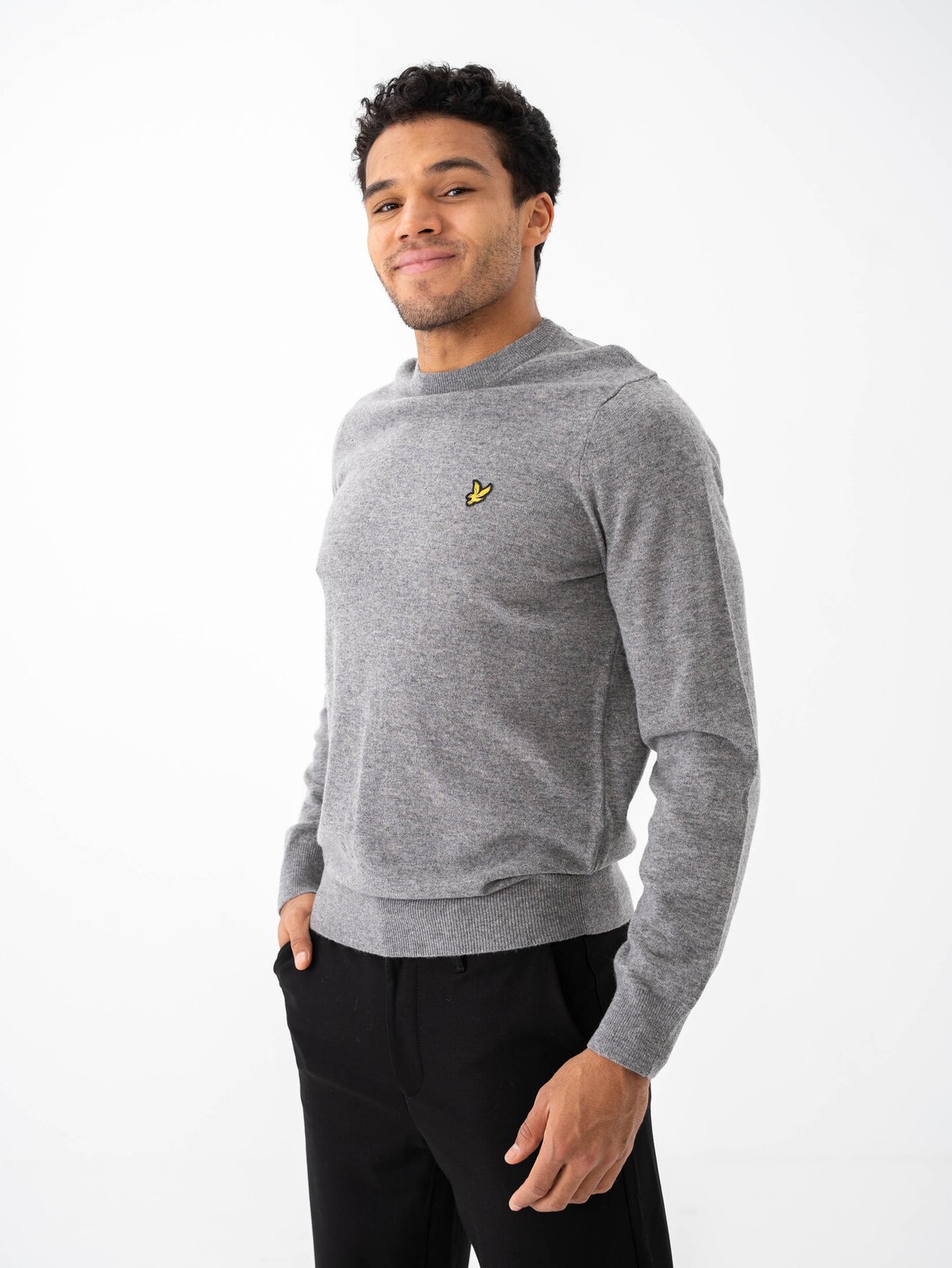 Lyle & Scott Lambswool Blend Crew Neck Jumper Mid Grey Marl