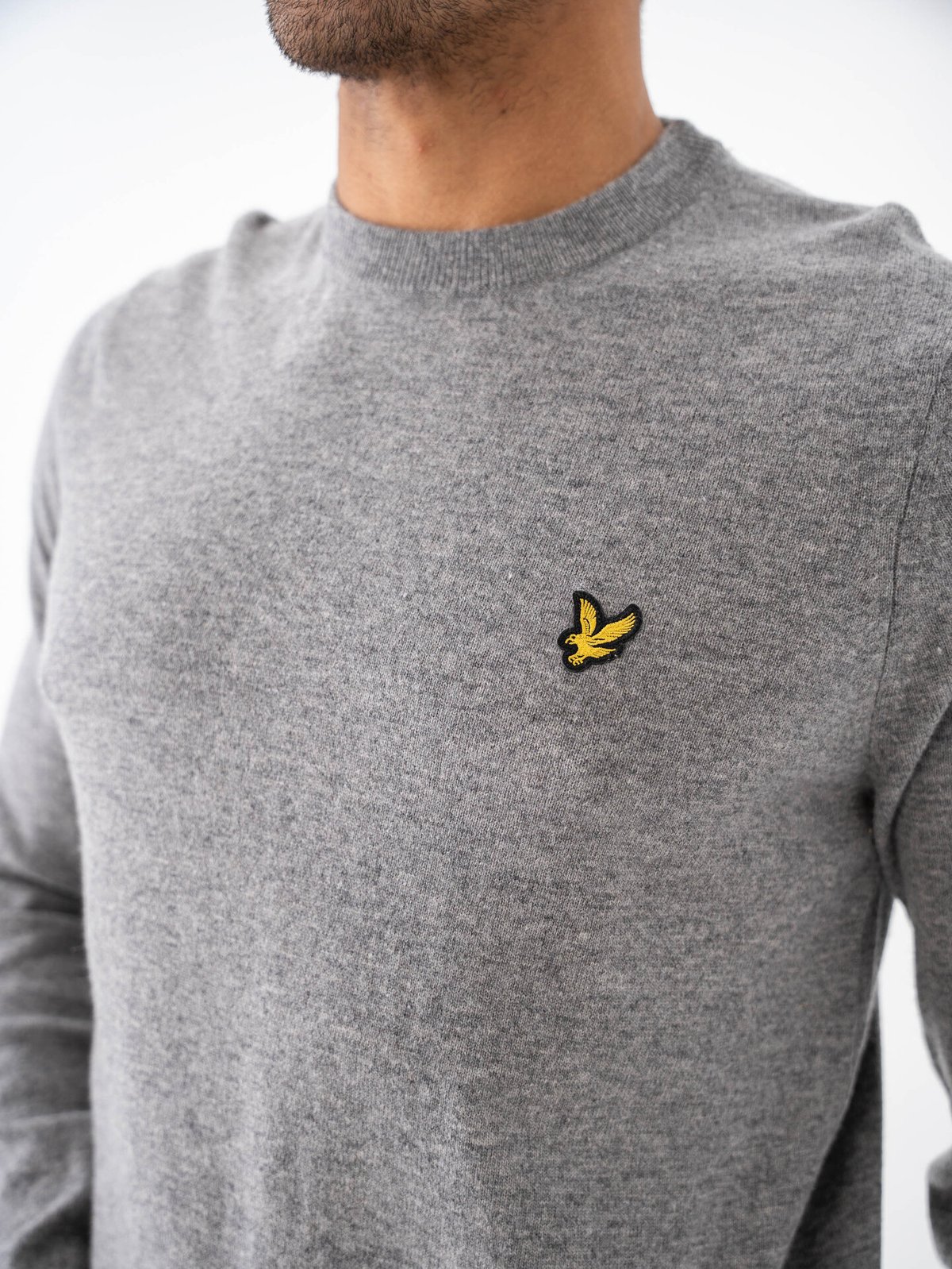 Lyle & Scott Lambswool Blend Crew Neck Jumper Mid Grey Marl