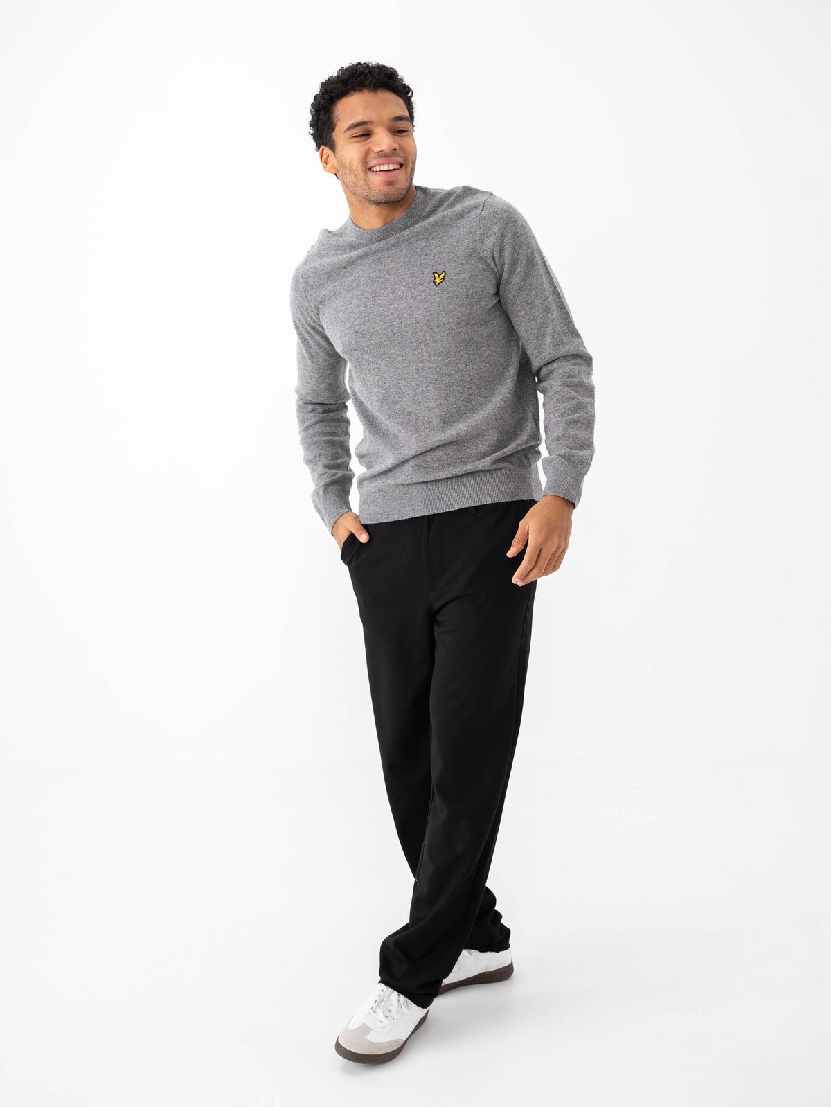 Lyle & Scott Lambswool Blend Crew Neck Jumper Mid Grey Marl