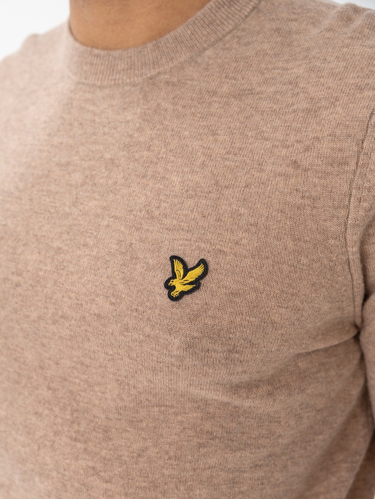 Lyle & Scott Lambswool Blend Crew Neck Jumper Heritage Taupe Marl