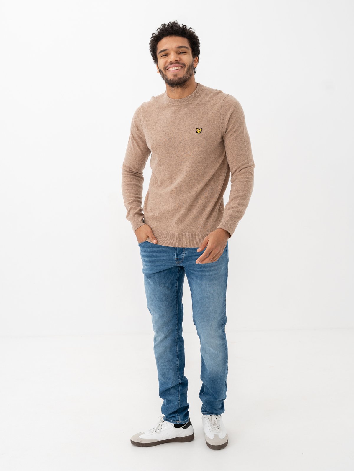 Lyle & Scott Lambswool Blend Crew Neck Jumper Heritage Taupe Marl